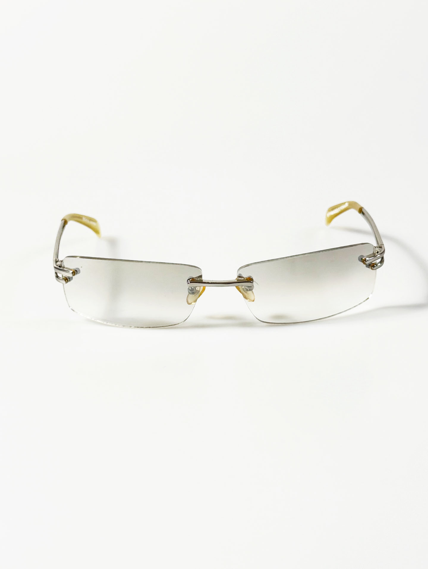 SUPERHERO Rimless Silver Square Metal Frame Sunglasses