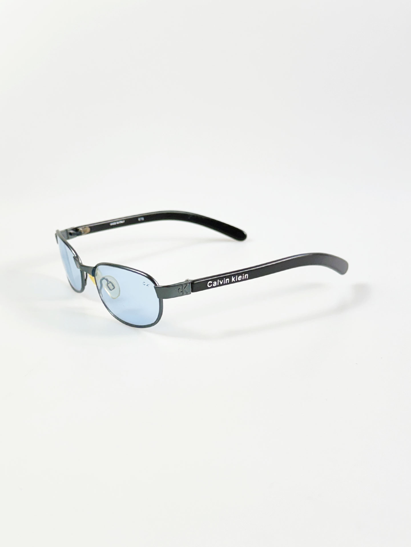 Calvin Klein Blue Slim Square Metal Tint Sunglasses