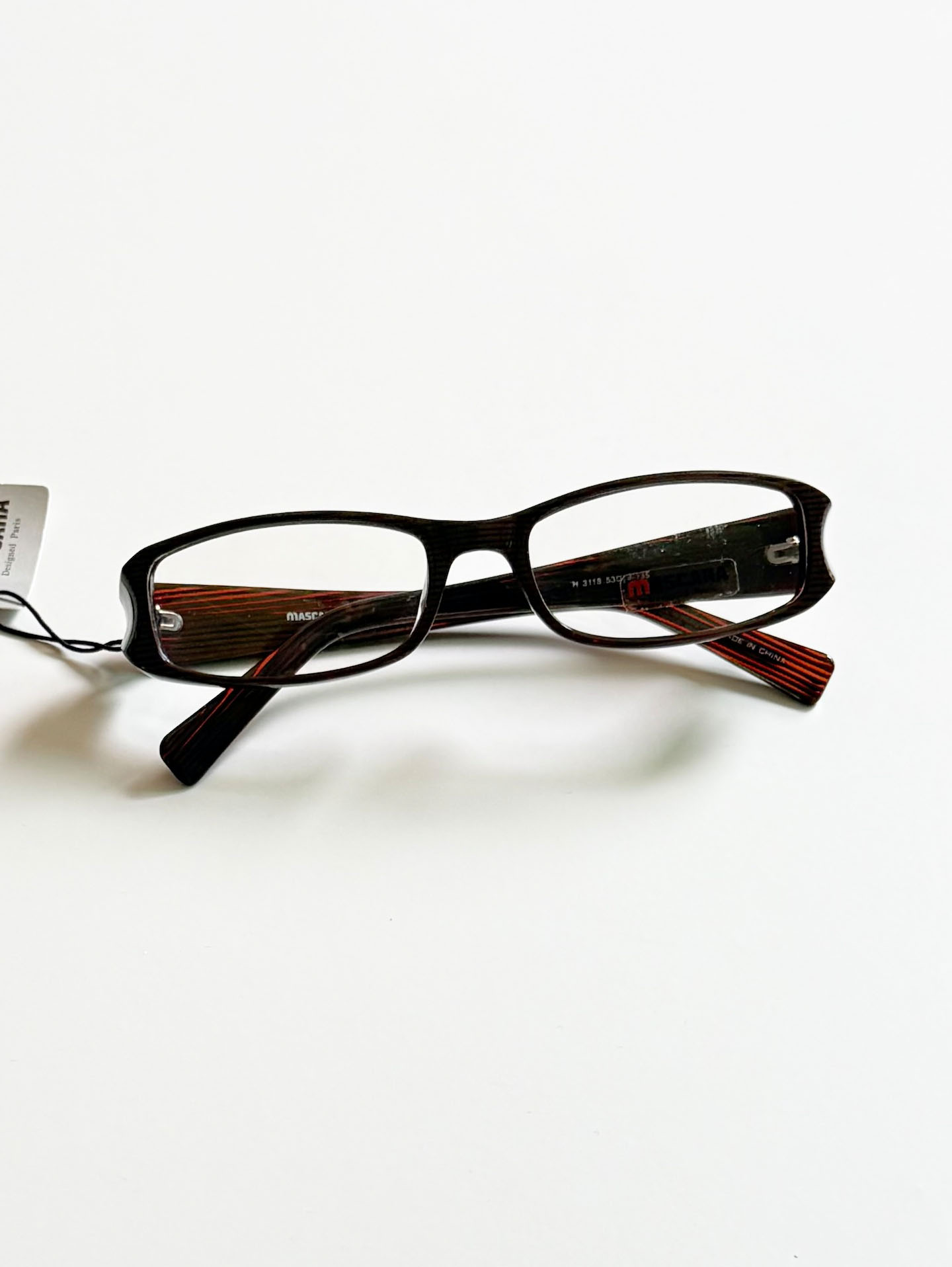 MASCARA Brown Stripe Square Horn-Rim Frame Glasses