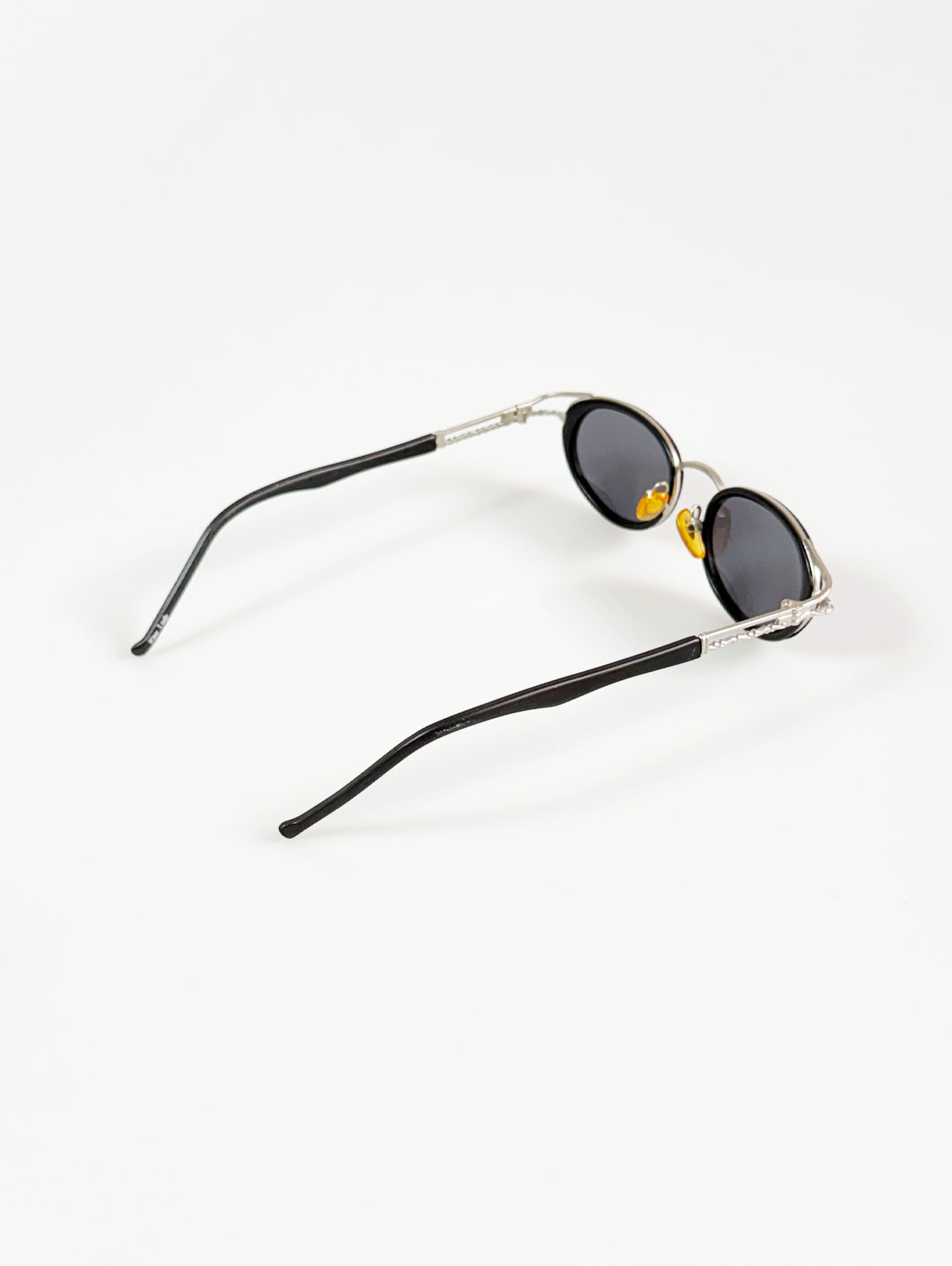 90's KINE Silver & Black Layered Oval Metal Frame Sunglasses