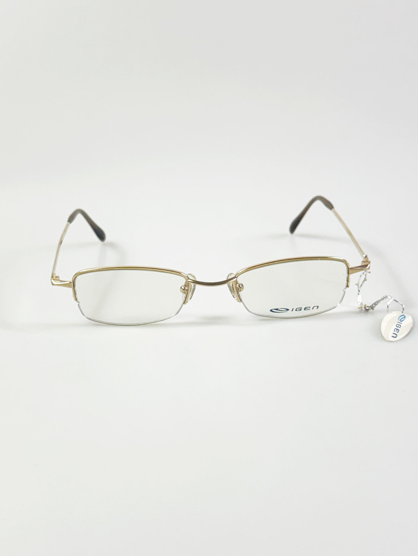 IGEN Gold Half-Rim Square Metal Frame Glasses