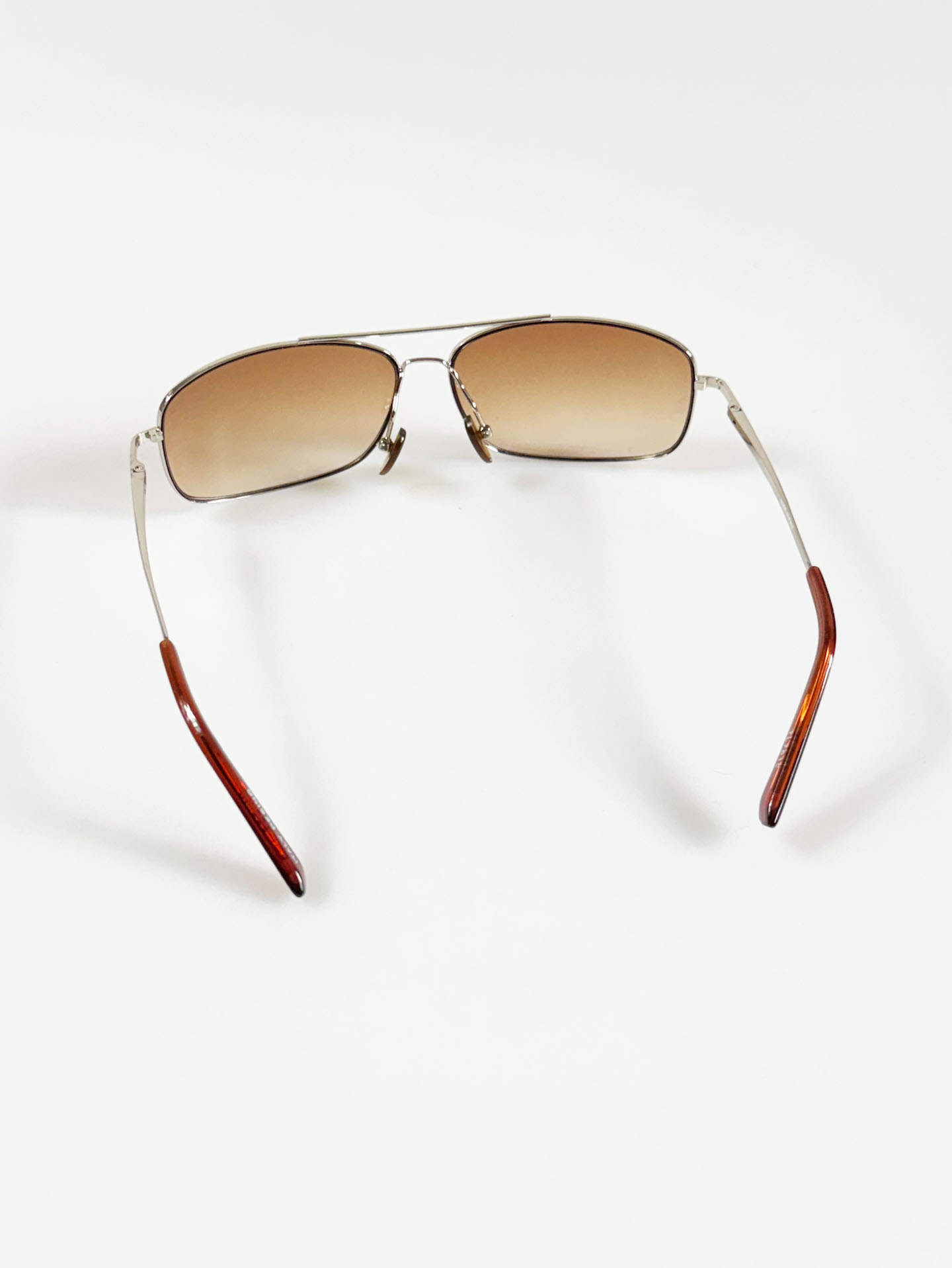 Silver Double Bridge Slim Square Tint Sunglasses
