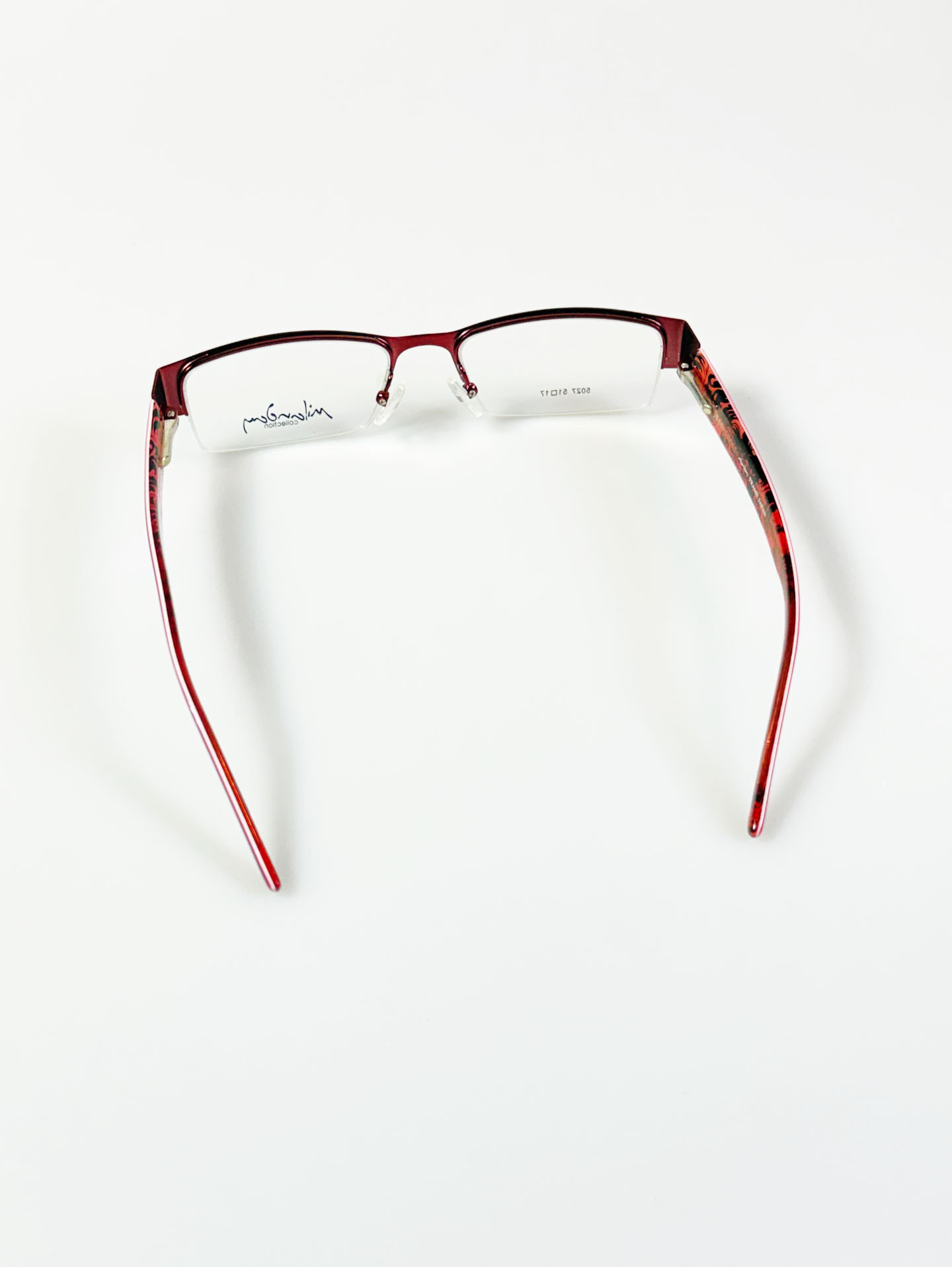 Milanday Half Rim Square Red Metal Frame Glasses