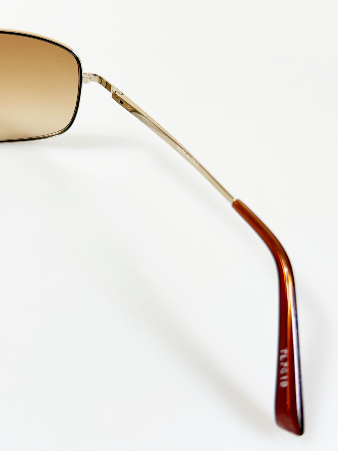 Gold Metal Double Bridge Slim Square Tint Sunglasses