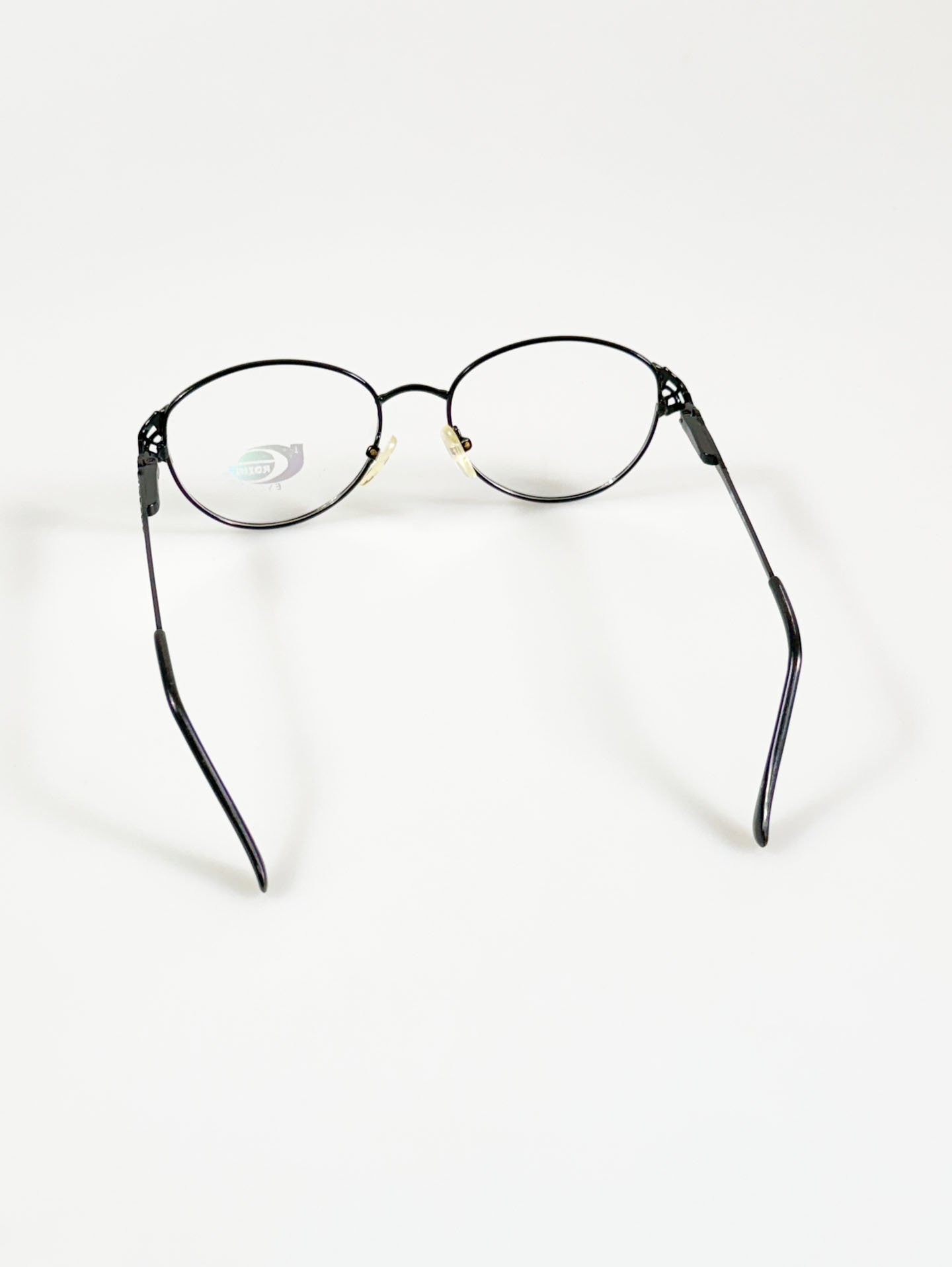 90's ROZIN EYEWEAR Black Slim Oval Metal Frame Glasses