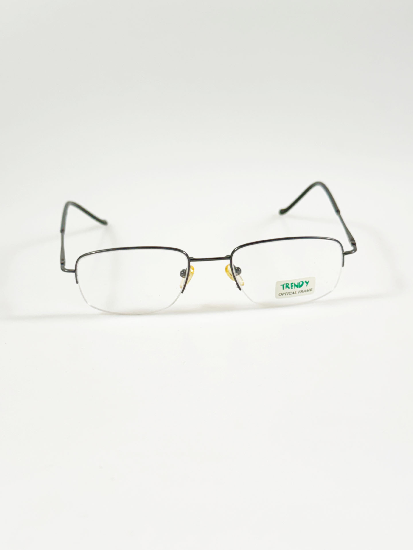 TRENDY Gunmetal Square Half-Rim Glasses