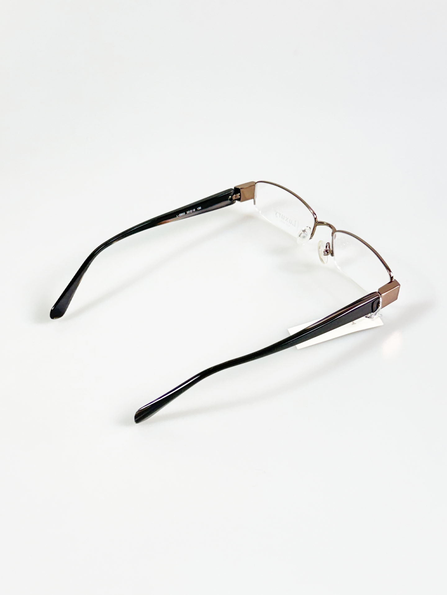 Luxury Eyewear Bronze Half-Rim Square Metal Glasses