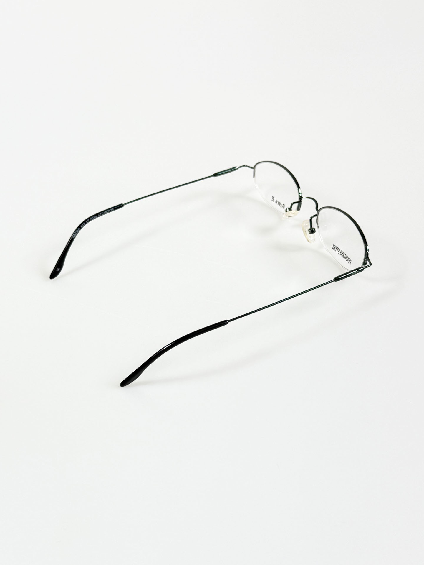RETRO Z Green Slim Oval Half-Rim Metal Glasses