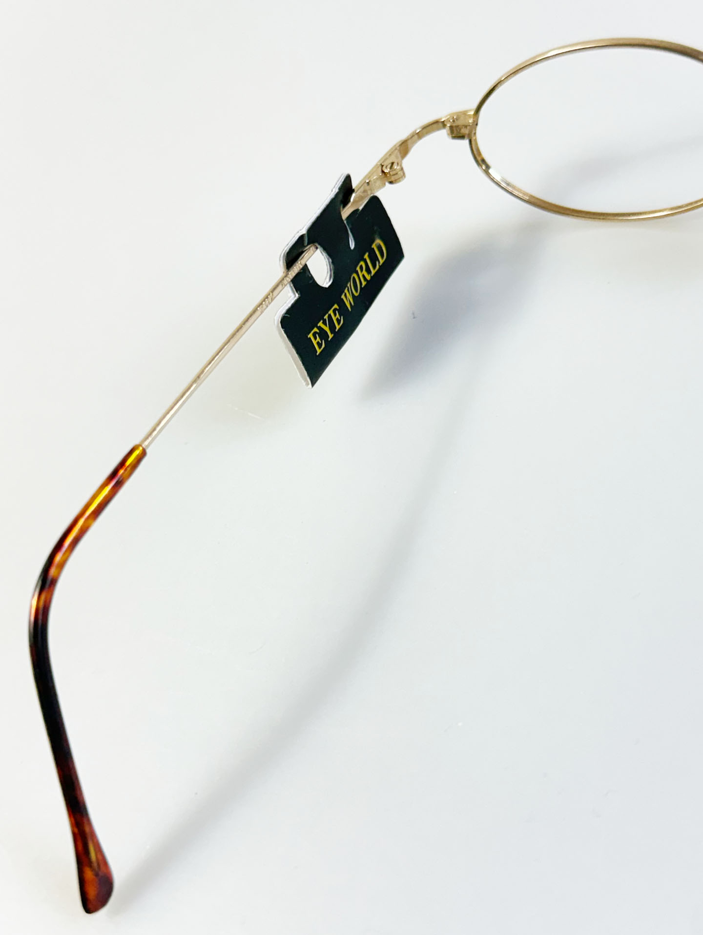 90's EYE WORLD Gold Slim Oval Metal Frame Glasses