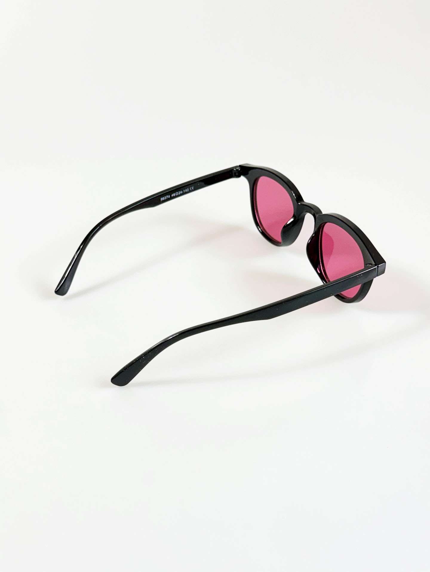 Black Bold Rounded Square Pink Tint Sunglasses