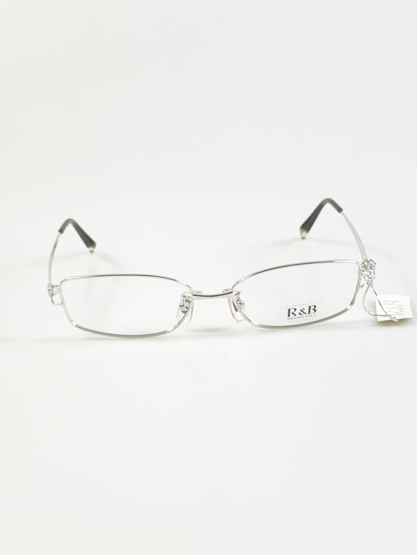 R&B Eyewear Silver Slim Square Metal Glasses