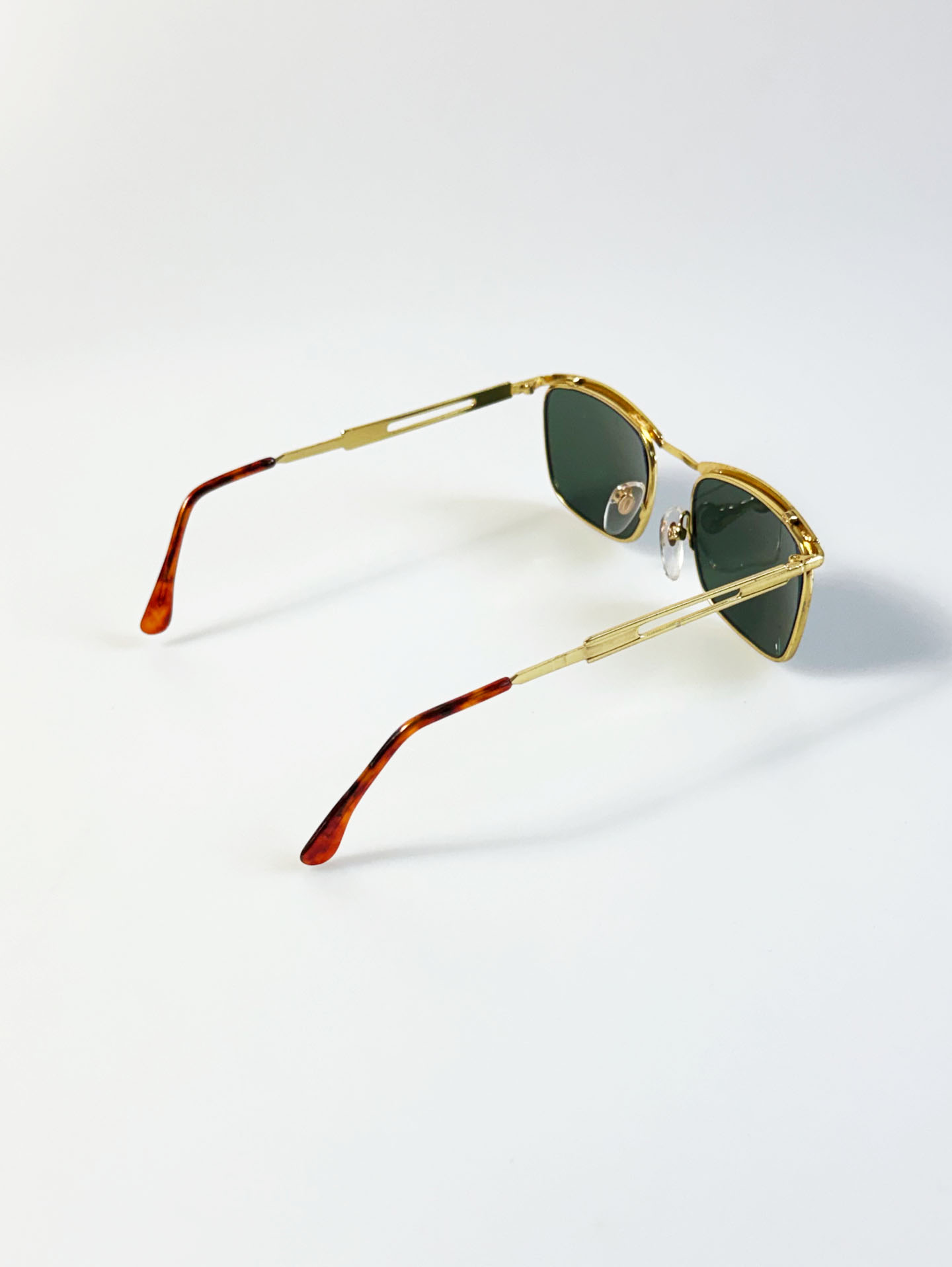 90's European Gold Metal Slim Square Sunglasses