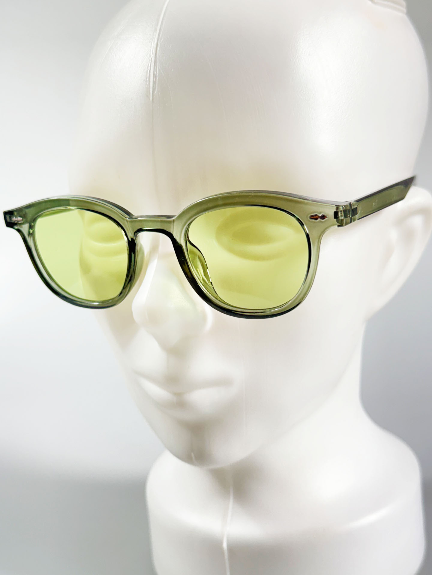 Smoke Olive Clear Bold Round Frame Tint Sunglasses