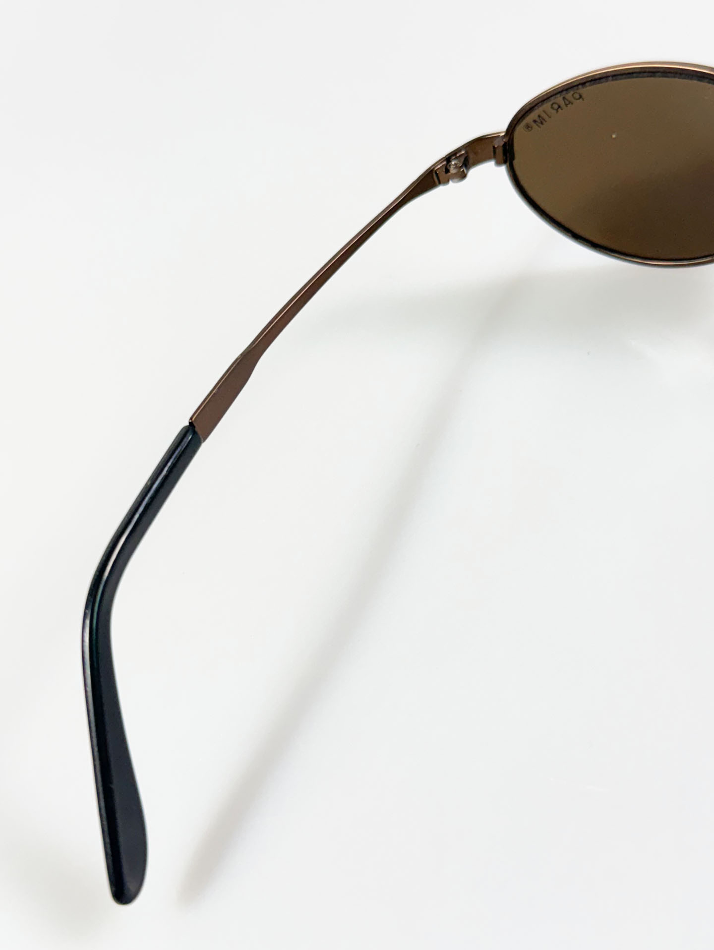PARIM Brown Slim Oval Metal Frame Tint Sunglasses