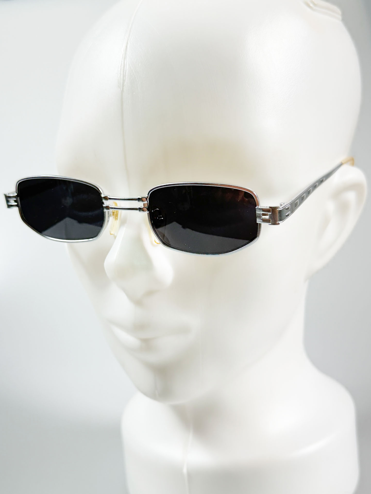90's SUNNY Silver Metal Slim Square Sunglasse