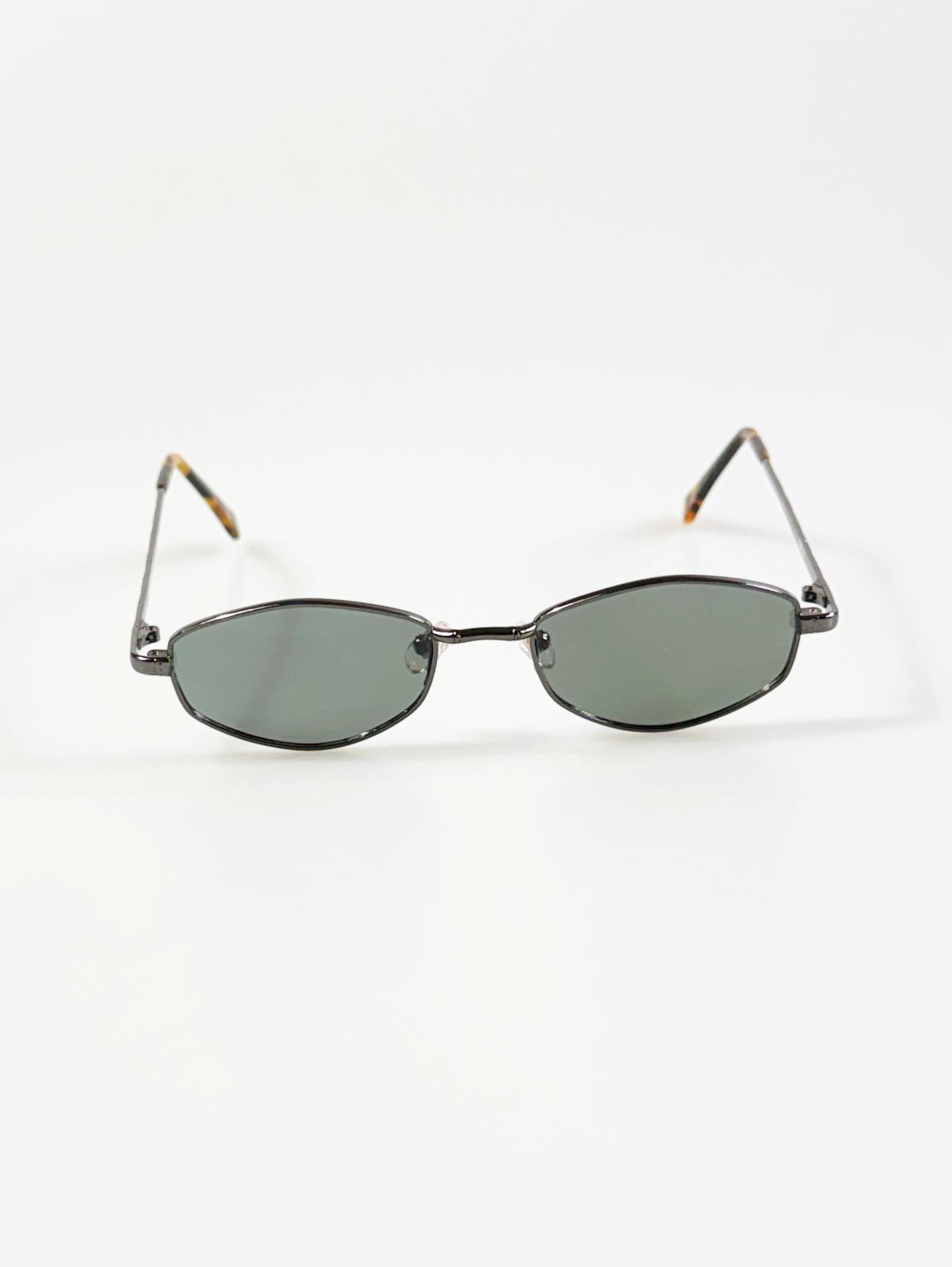 Gunmetal Slim Oval Metal Sunglasses