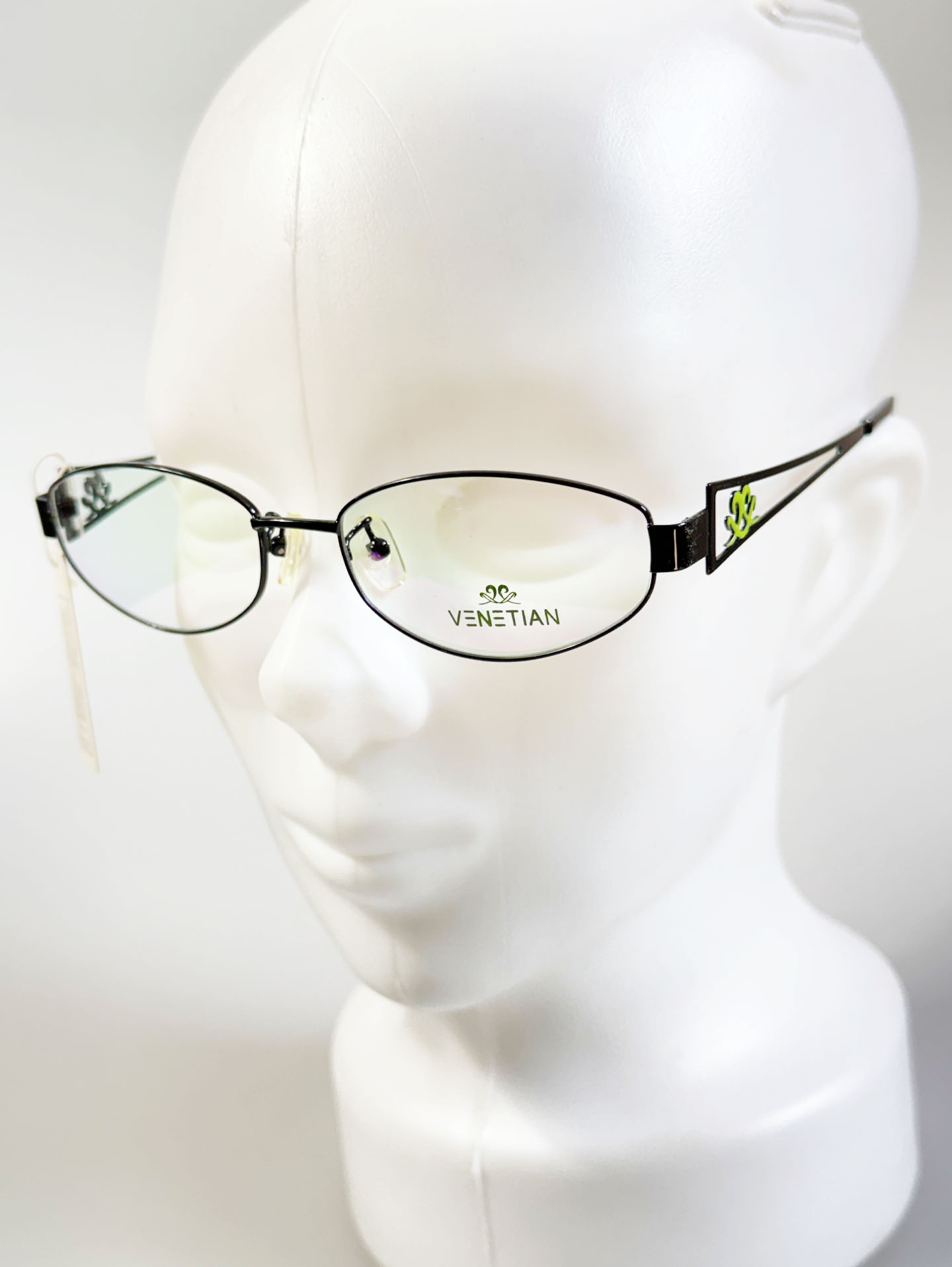 VENETIAN Black Slim Oval Metal Glasses