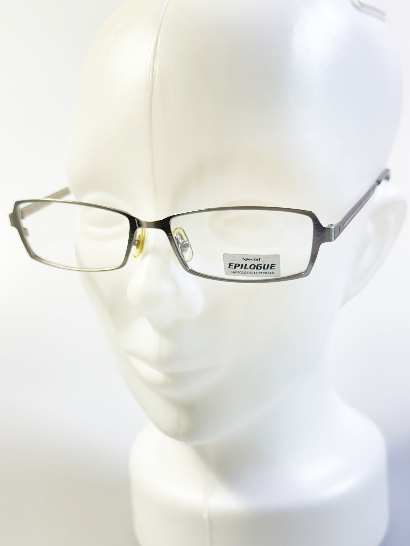 EPILOGUE Dark Silver Slim Square Metal Glasses