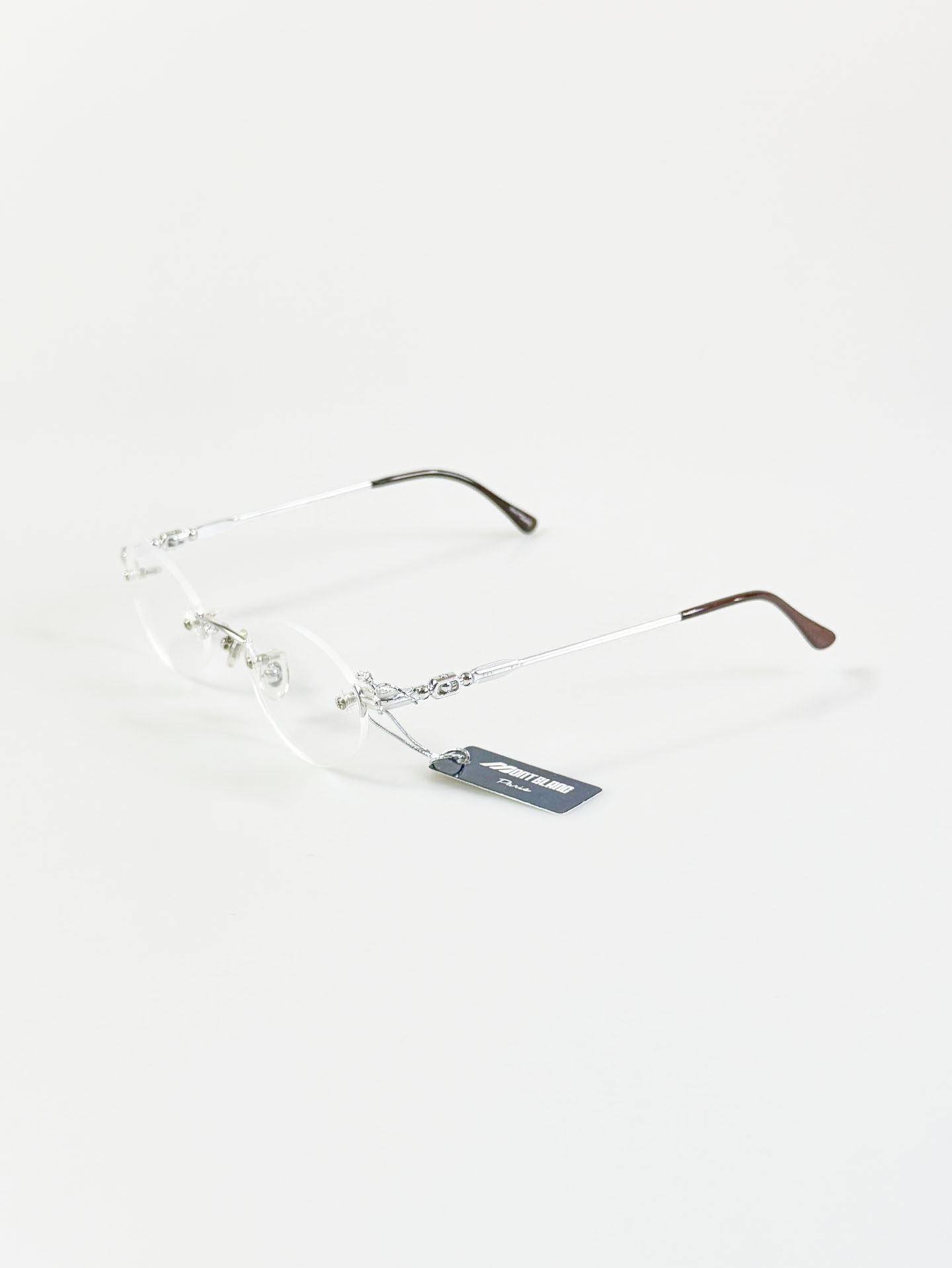 MONT BLANC PARIS Silver Rimless Oval Metal Frame Glasses