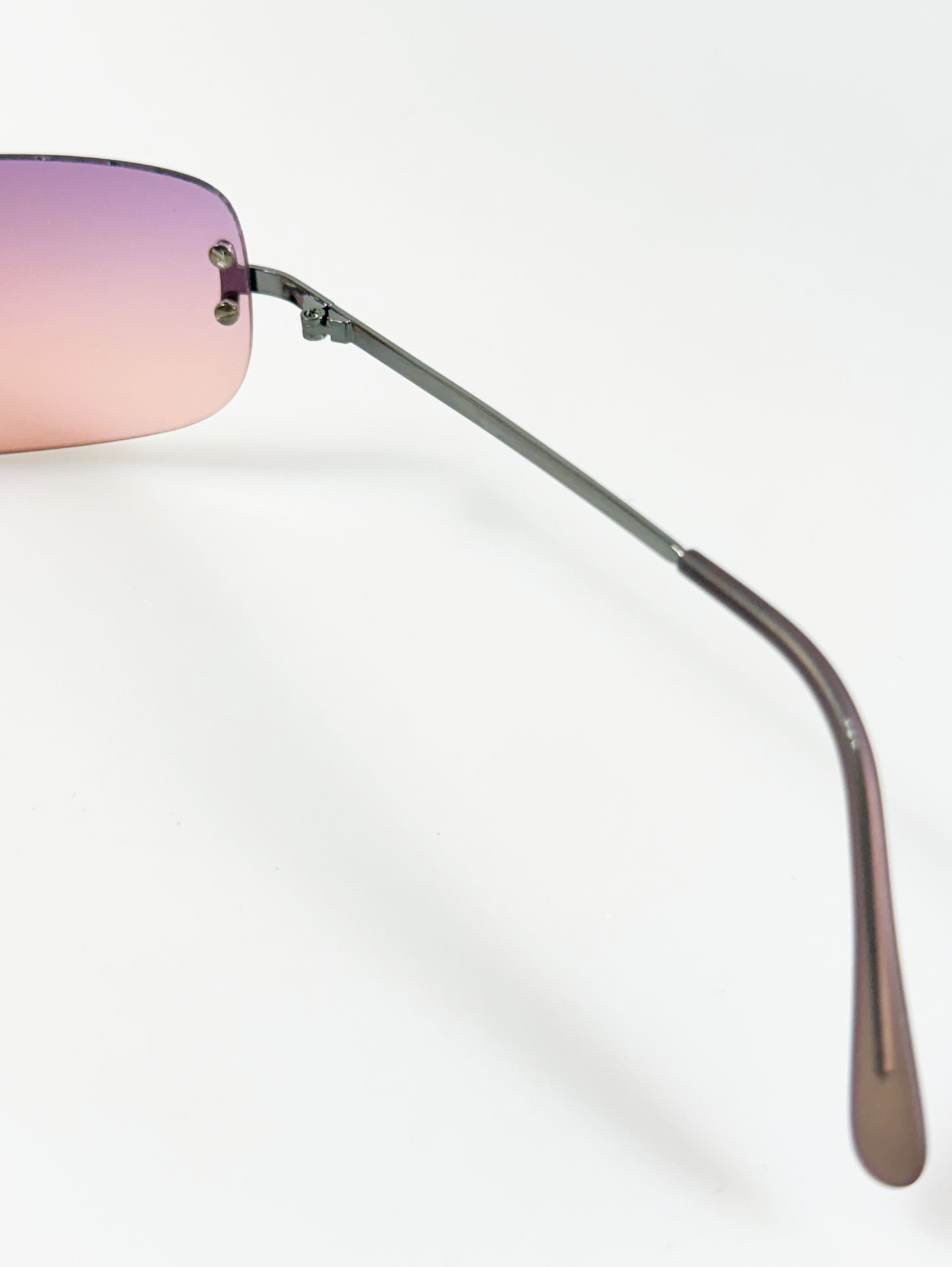 Rimless Shield Goggle Wraparound Metal Tint Sunglasses