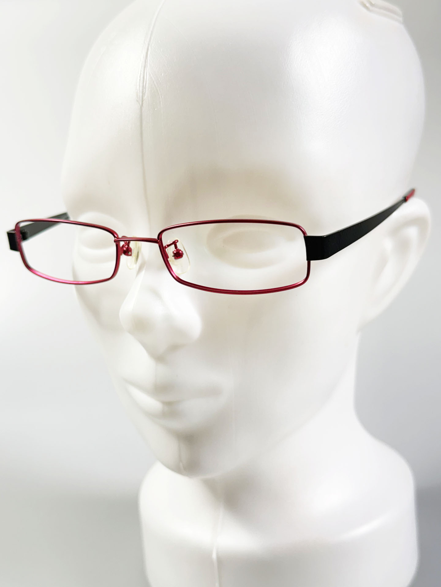 LUXURY Occhiali Red & Black Slim Square Metal Glasses
