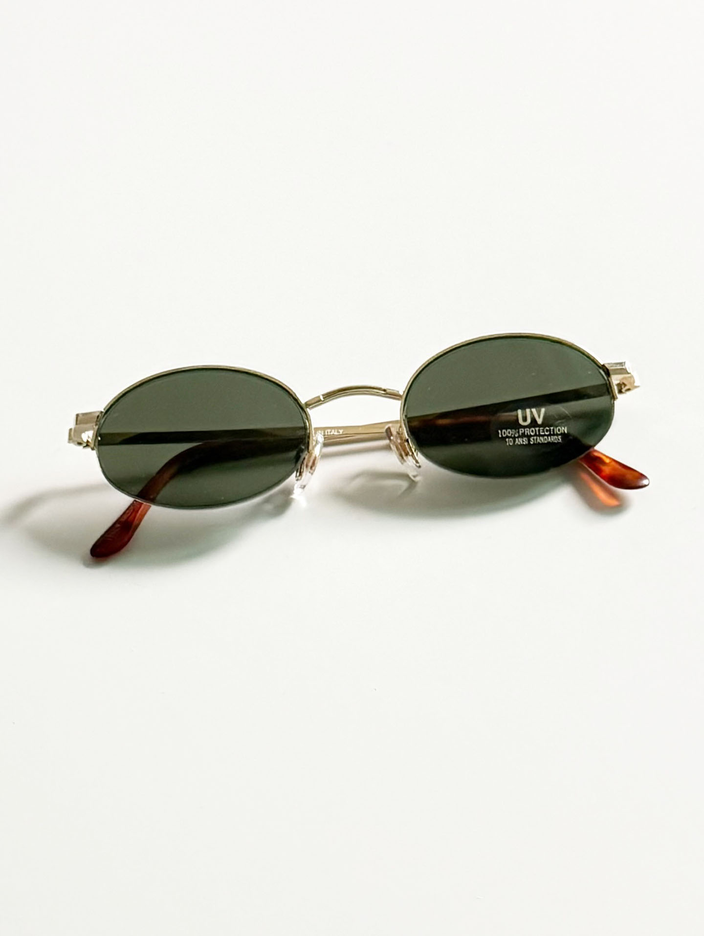 90's Gold Metal Semi-Rimless Oval Sunglasses