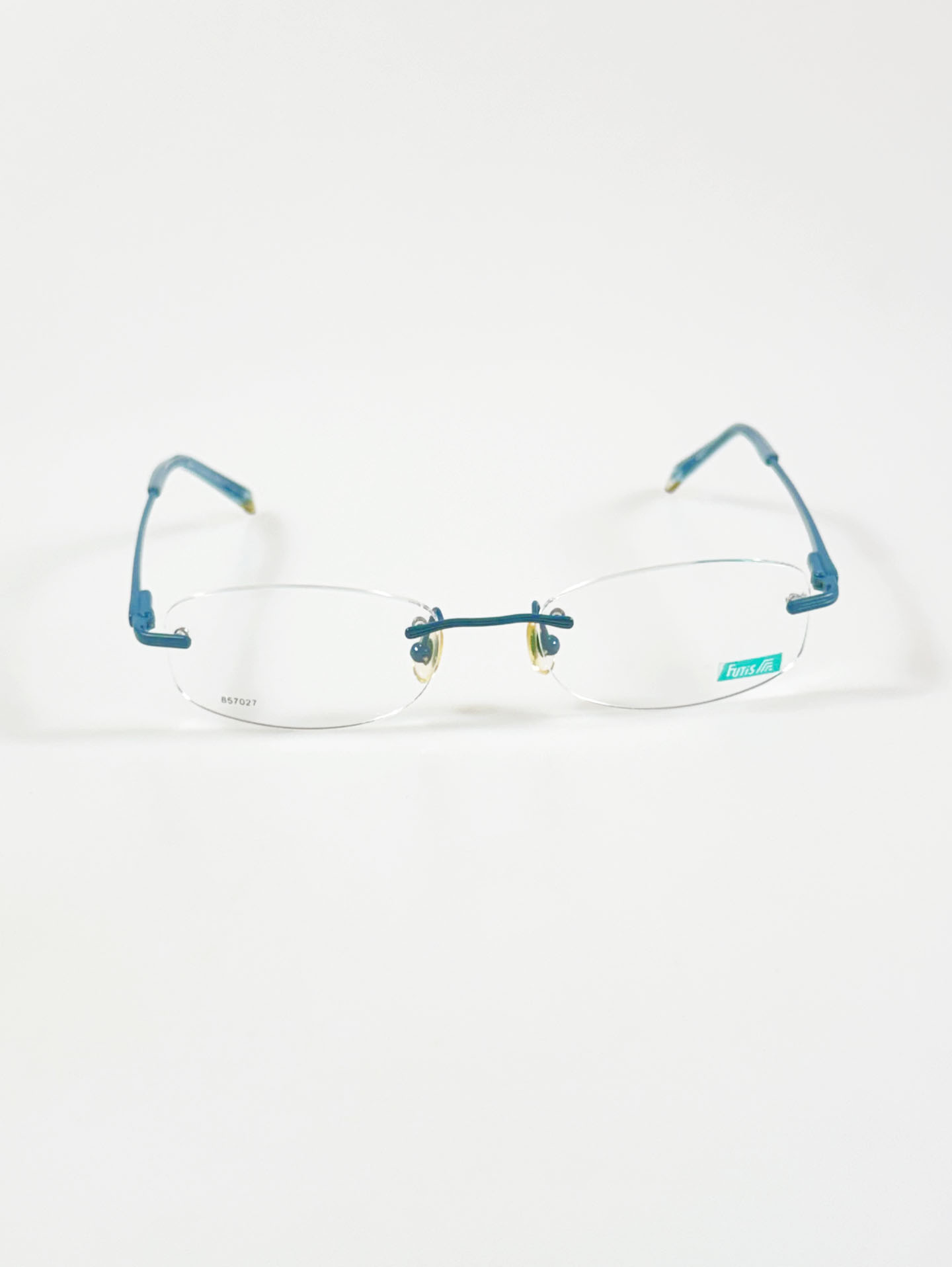 90's FUTIS Blue Rimless Square Metal Glasses