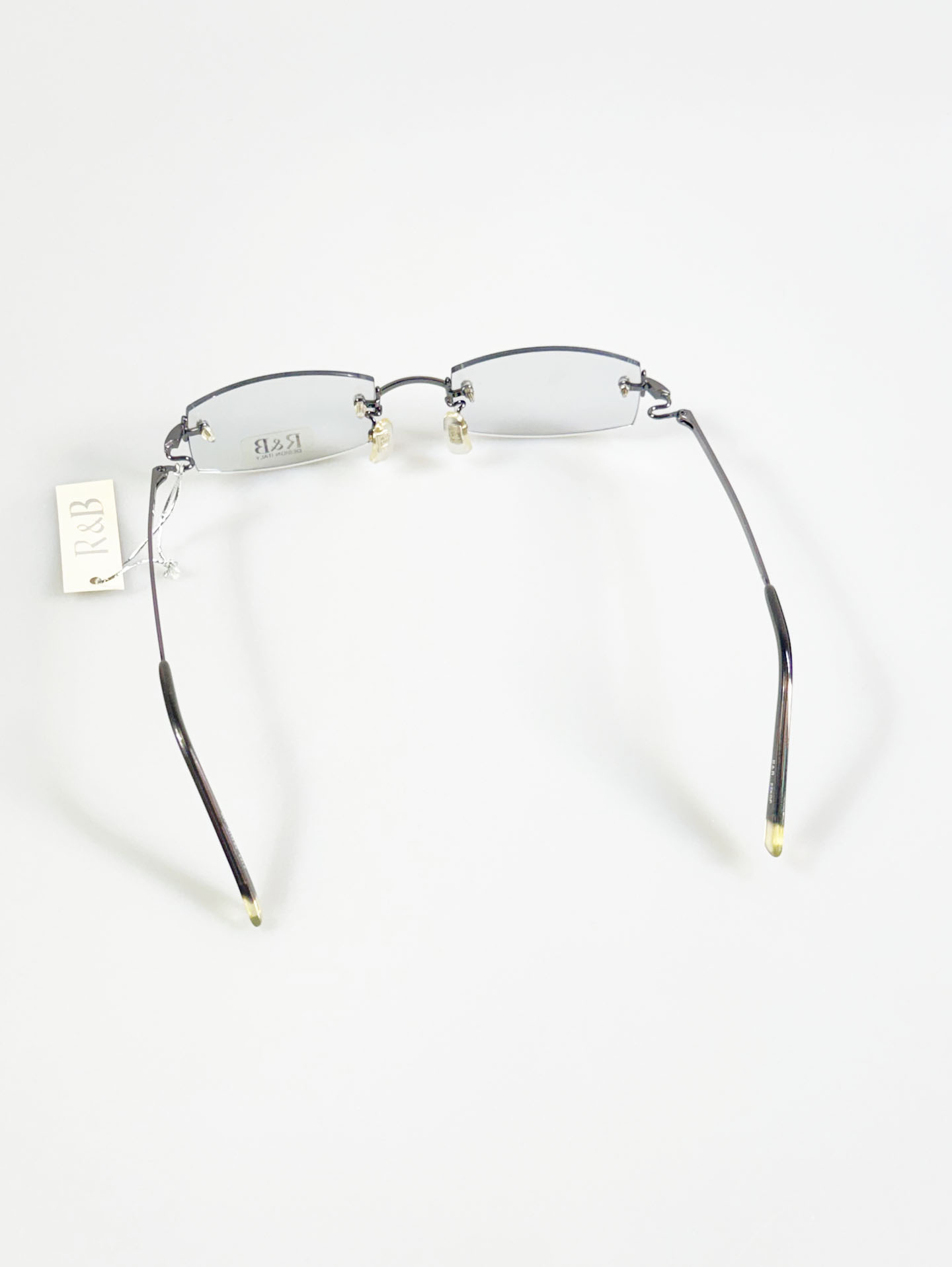 R&B Eyewear Gunmetal Rimless Square Glasses
