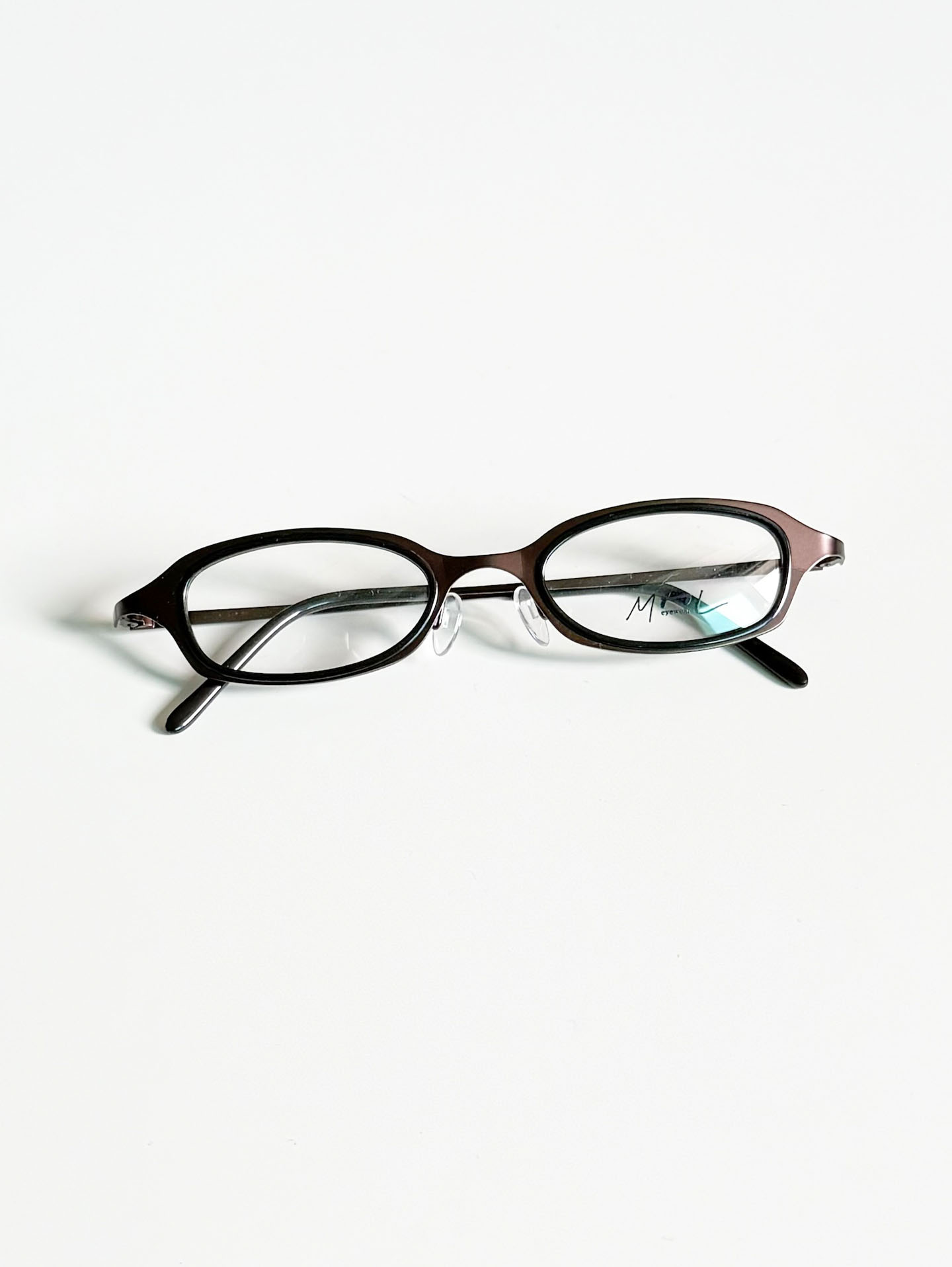 MOOL EYEWEAR Layered Dark Brown Black Oval Metal Glasses