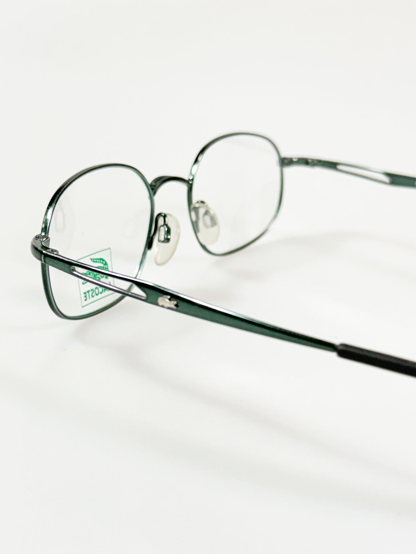 LACOSTE Slim Oval Deep Green Metal Frame Glasses