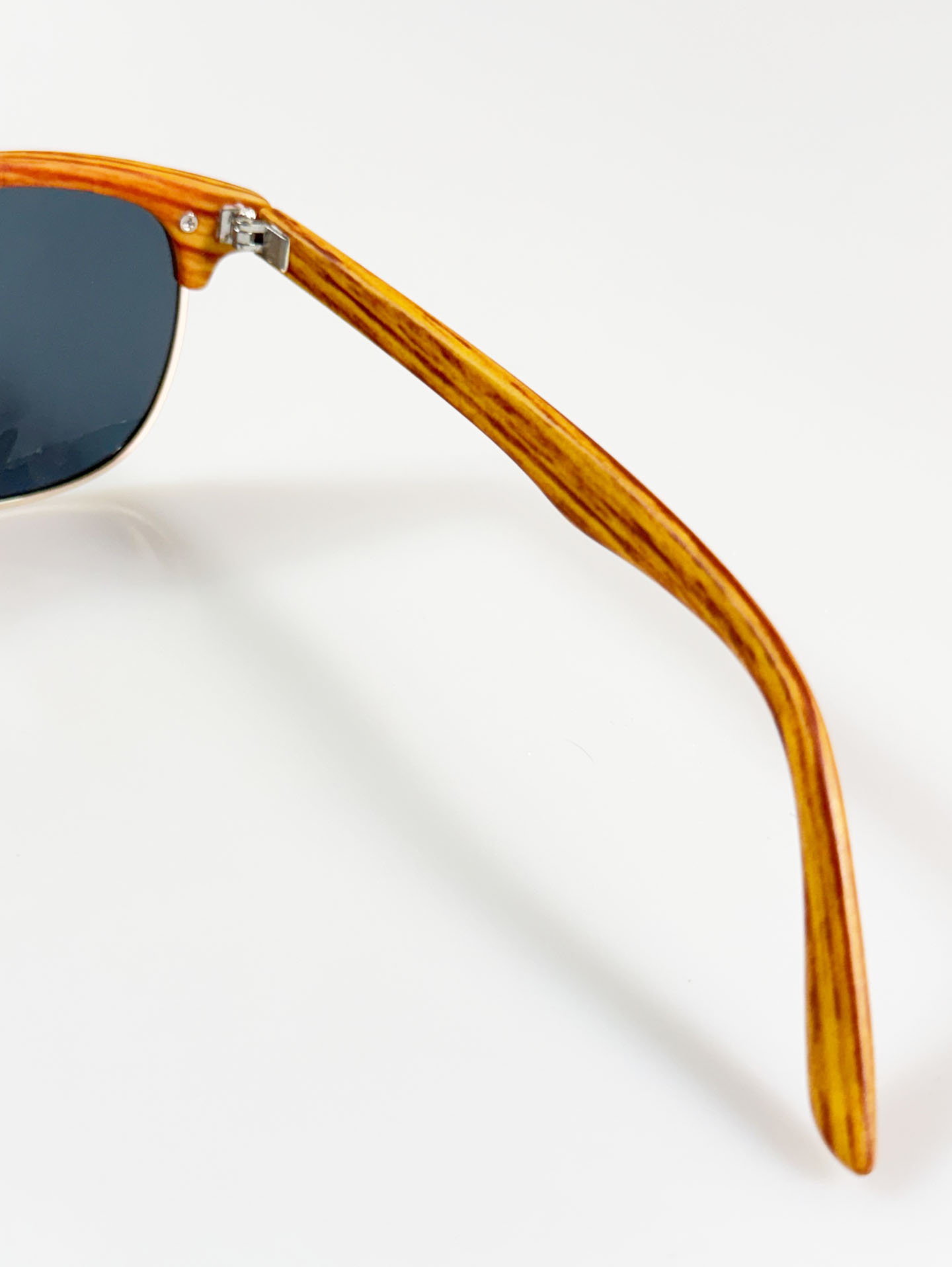 Woodgrain Clubmaster Half-Rim Sunglasses