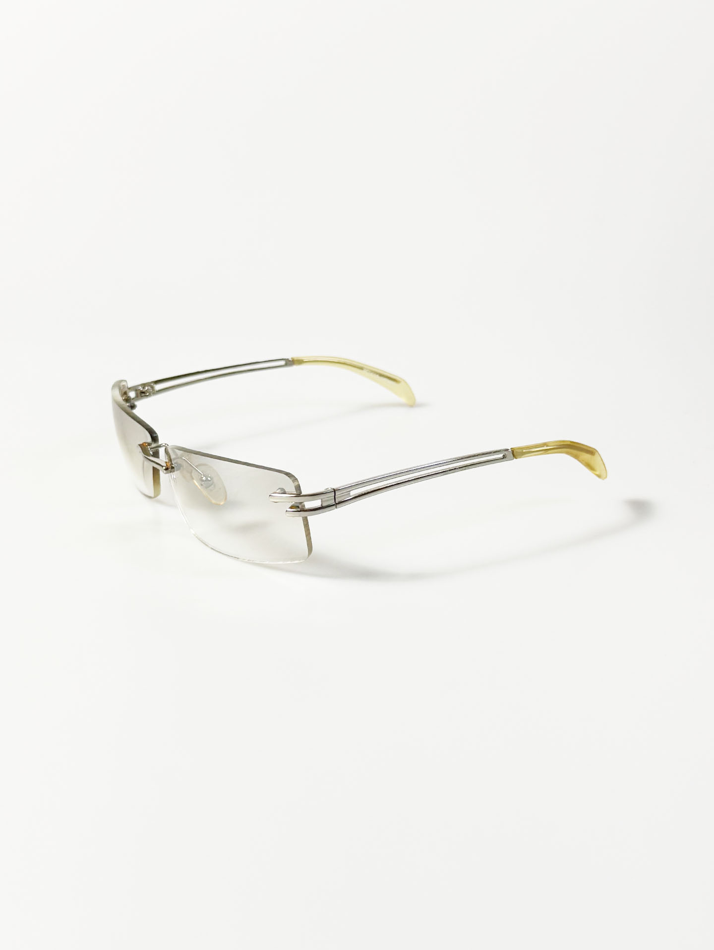 SUPERHERO Rimless Silver Square Metal Frame Sunglasses