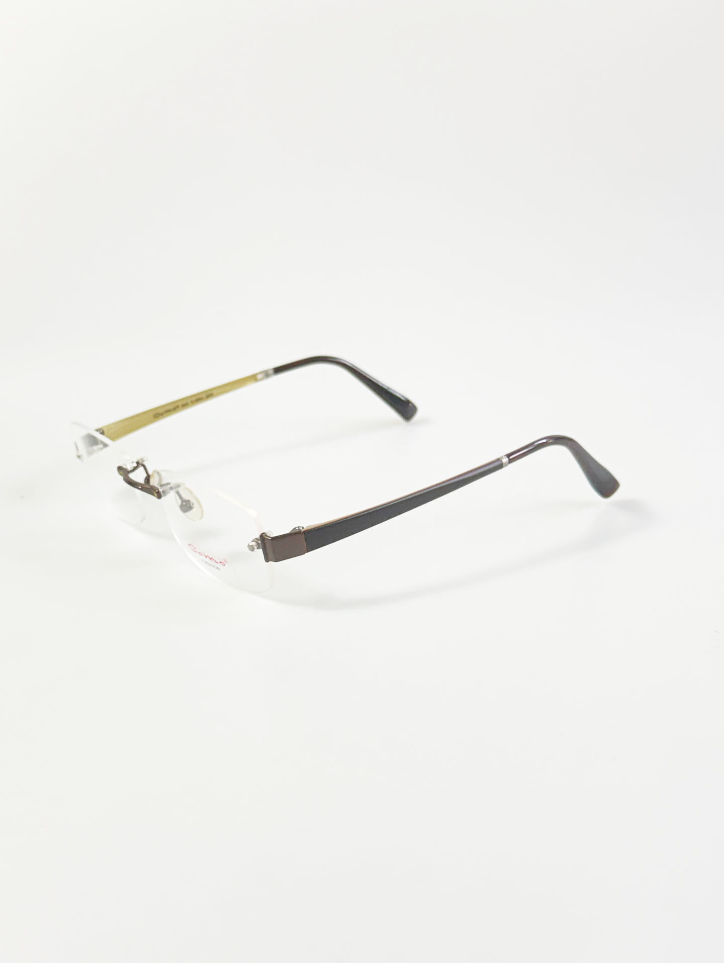 CAMO FASHION Dark Brown Rimless Square Metal Glasses