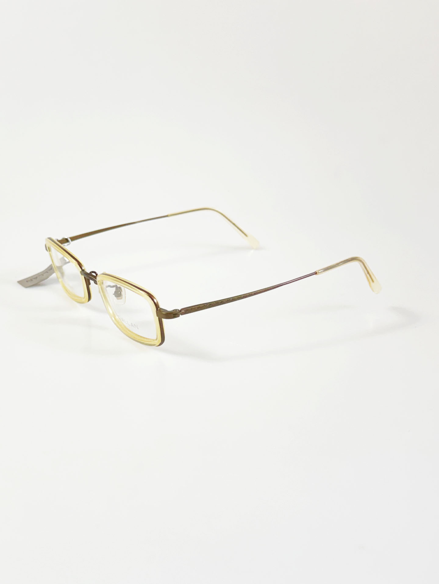 GALLAN Brown Titanium Square Combination Frame Glasses