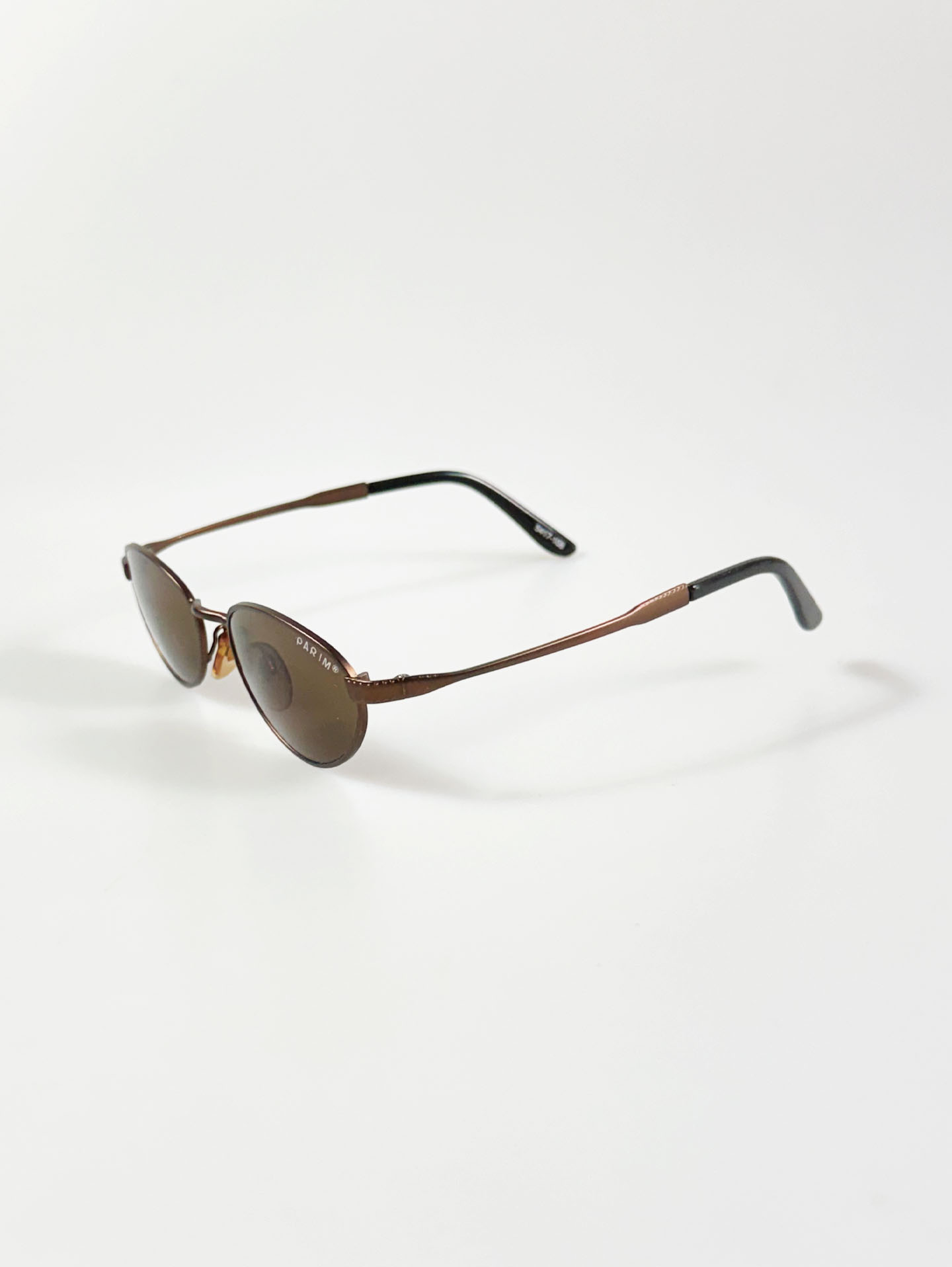 PARIM Brown Slim Oval Metal Frame Tint Sunglasses
