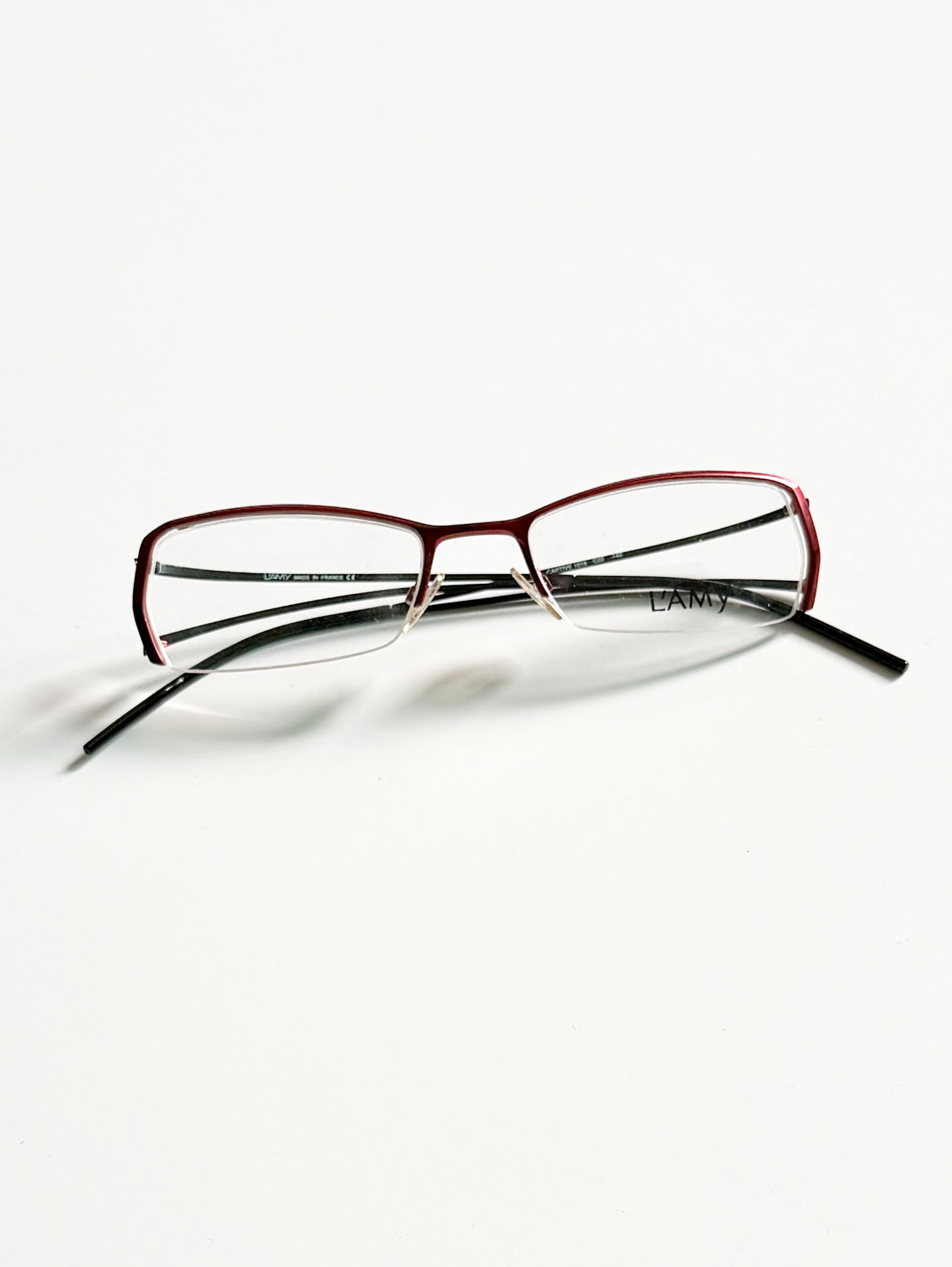 L’AMY Red Metal Semi-Rimless Square Glasses