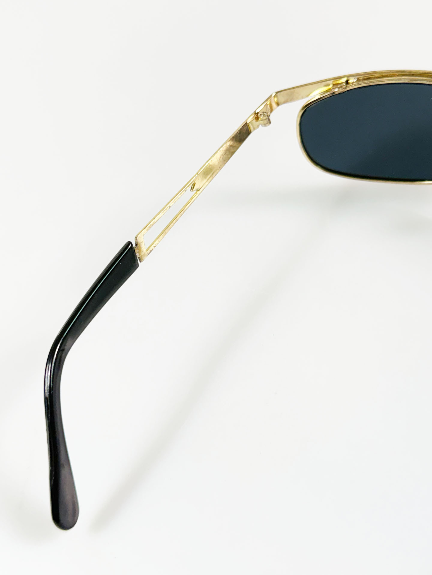 90's CHINI Gold Double Bridge Square Metal Frame Sunglasses