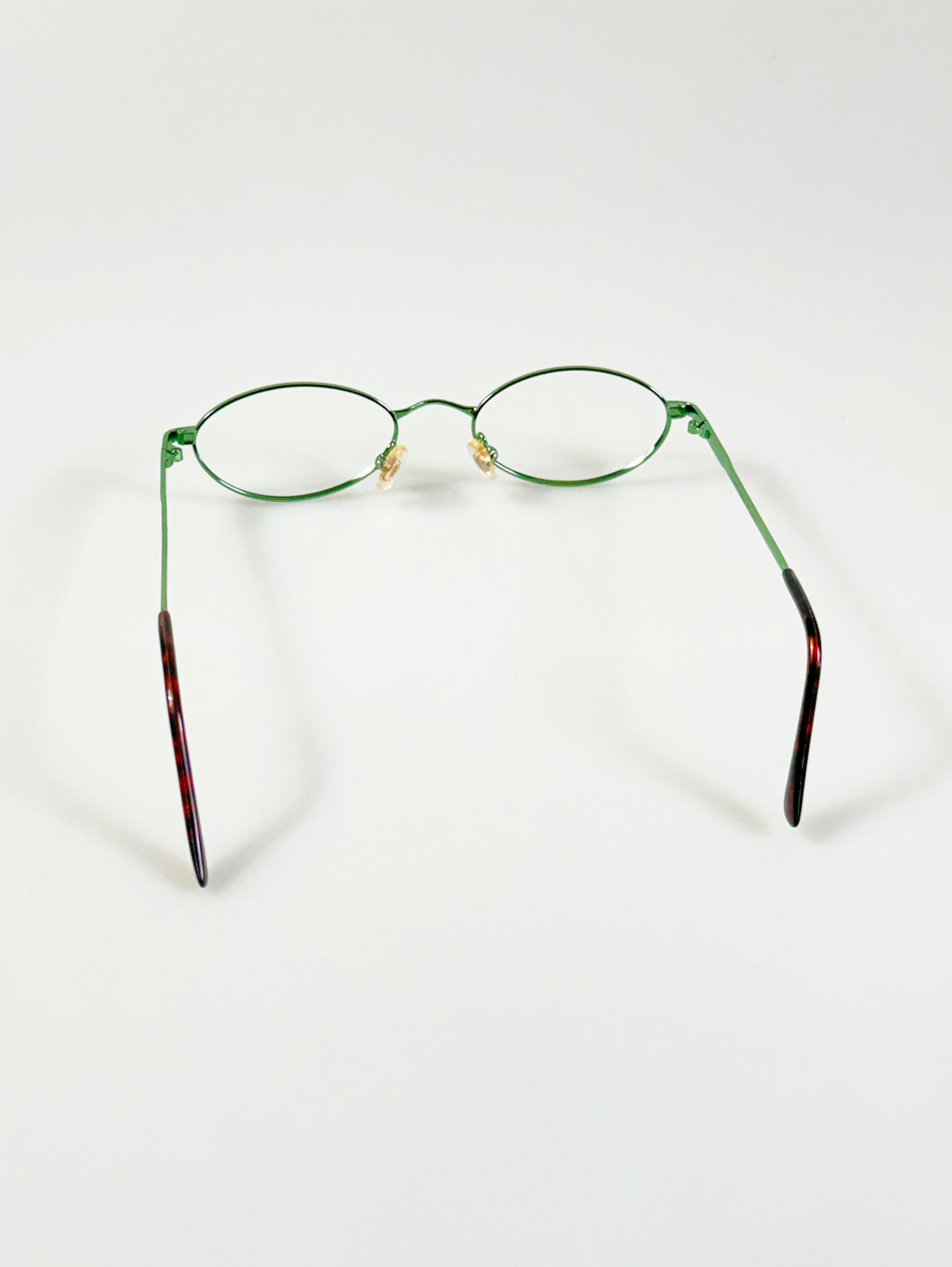 90's EYE WORLD Green Slim Oval Metal Glasses