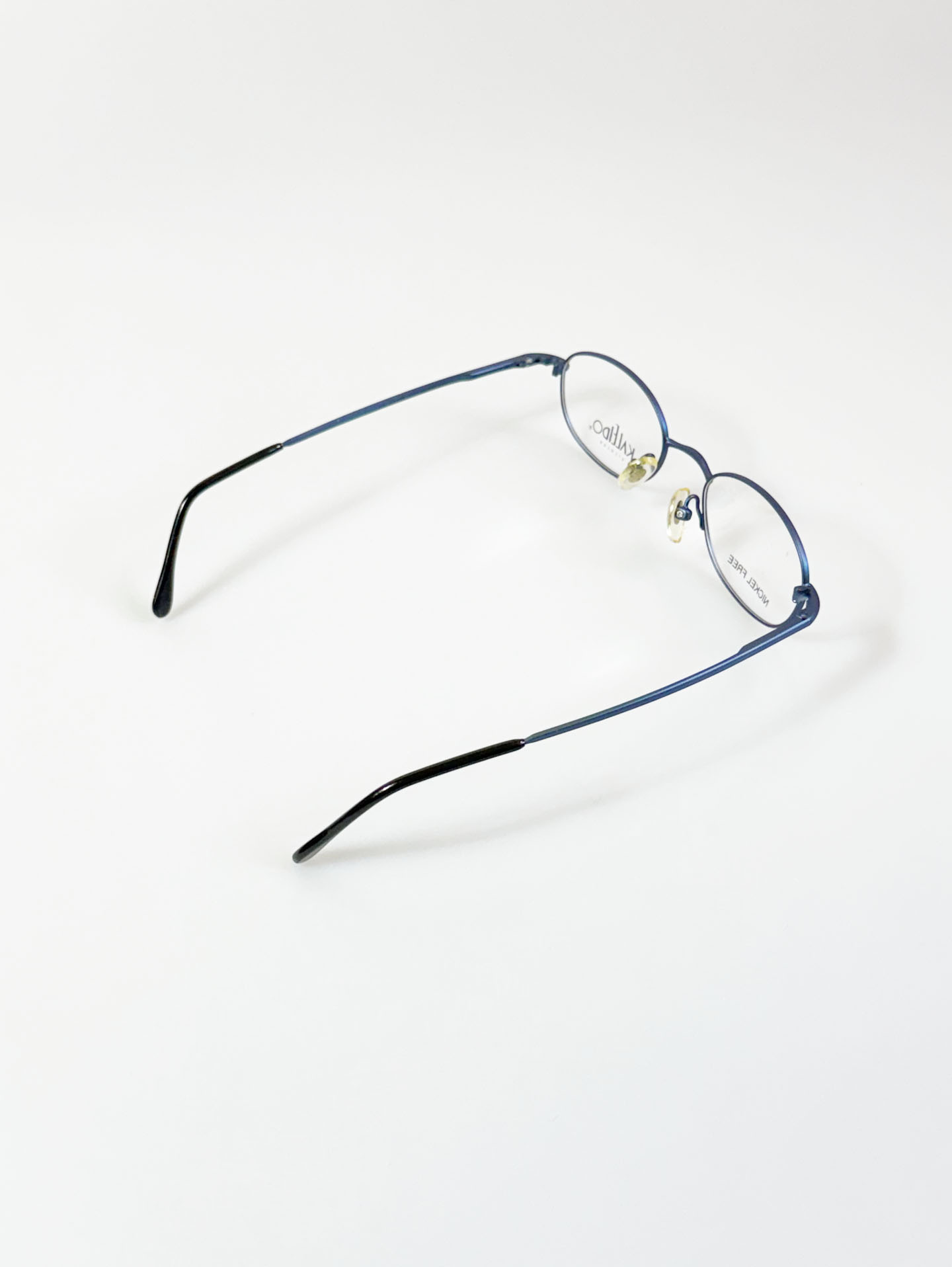 90's KALEIDO Slim Oval Blue Metal Frame Glasses