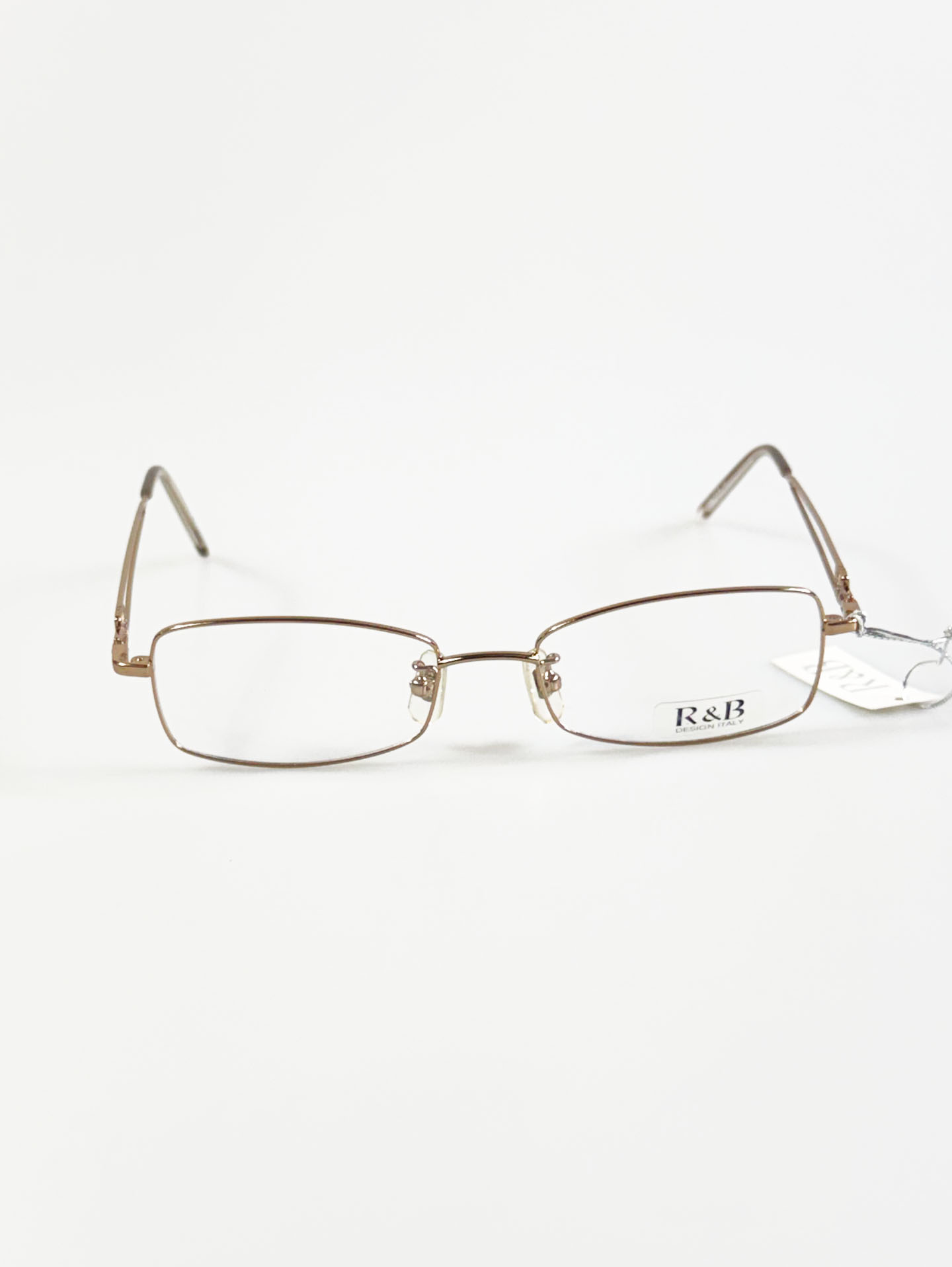 R&B Eyewear Gold Slim Square Metal Glasses