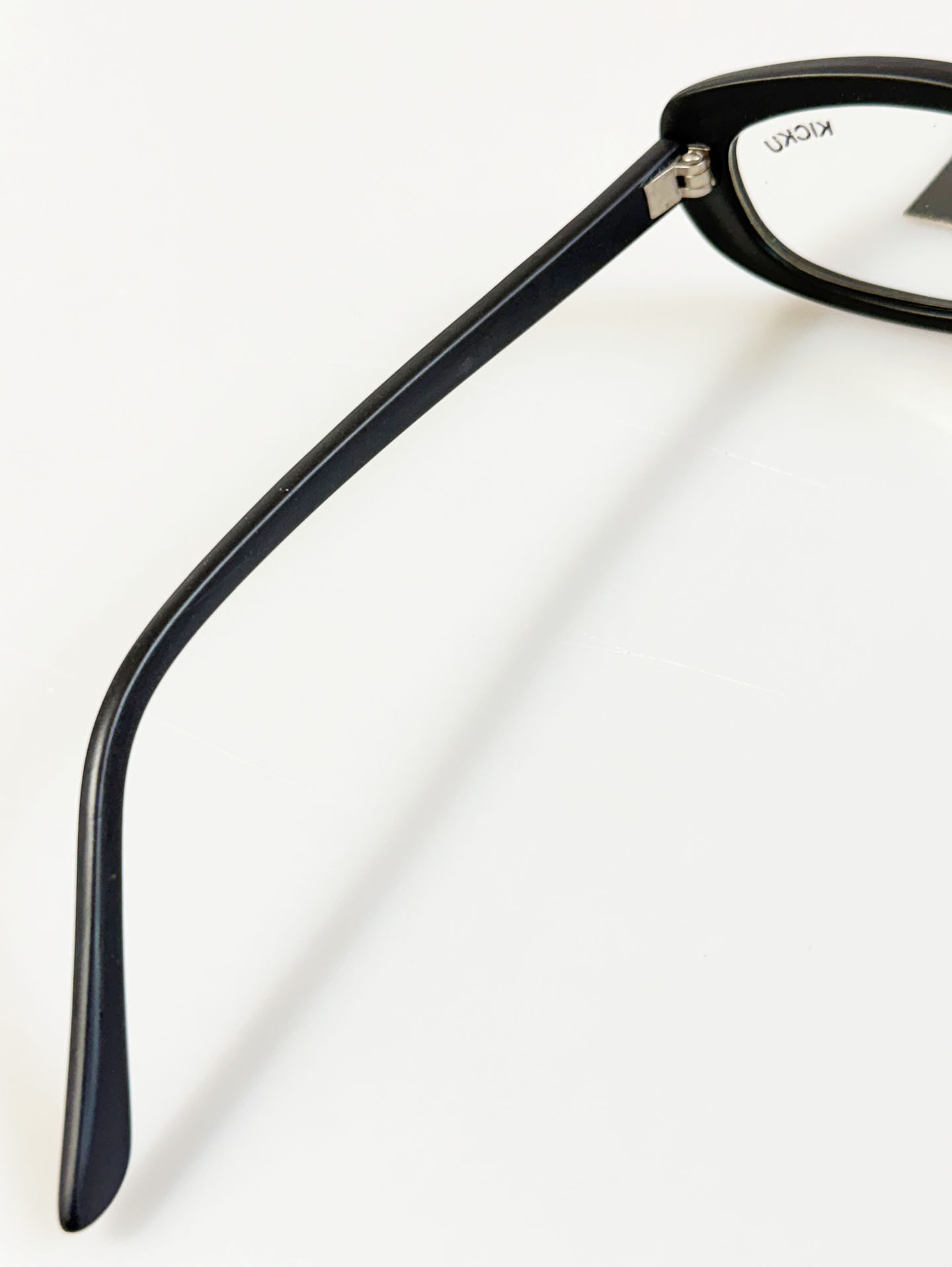 90's KICKU JAPAN Matte Black Semi Cat-Eye Square Horn-Rim Glasses