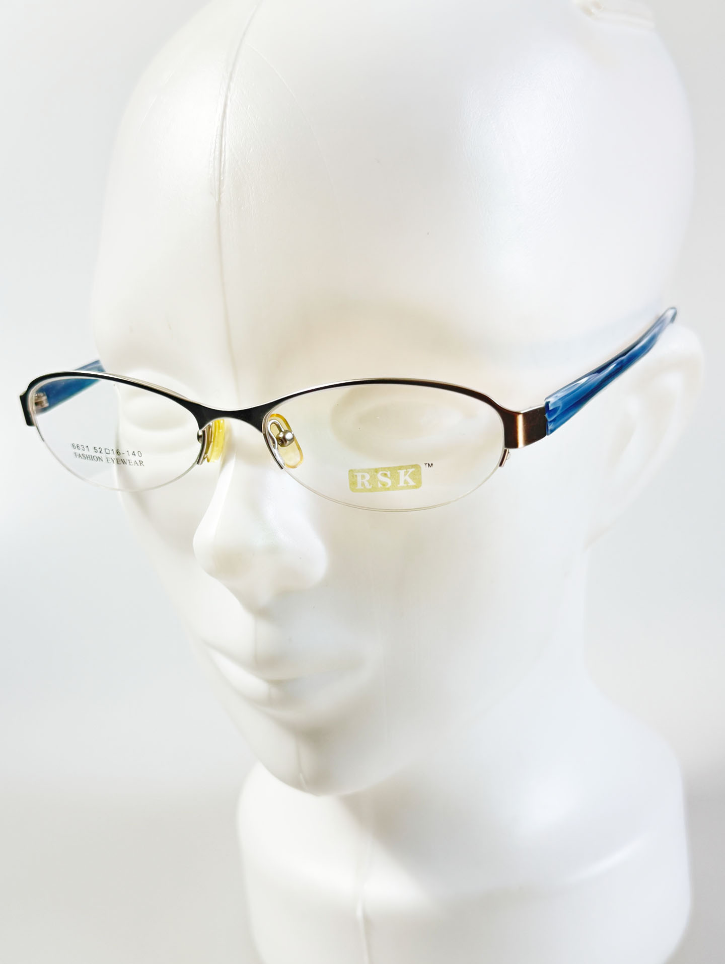 RSK Silver Oval Semi-Rimless Metal Glasses