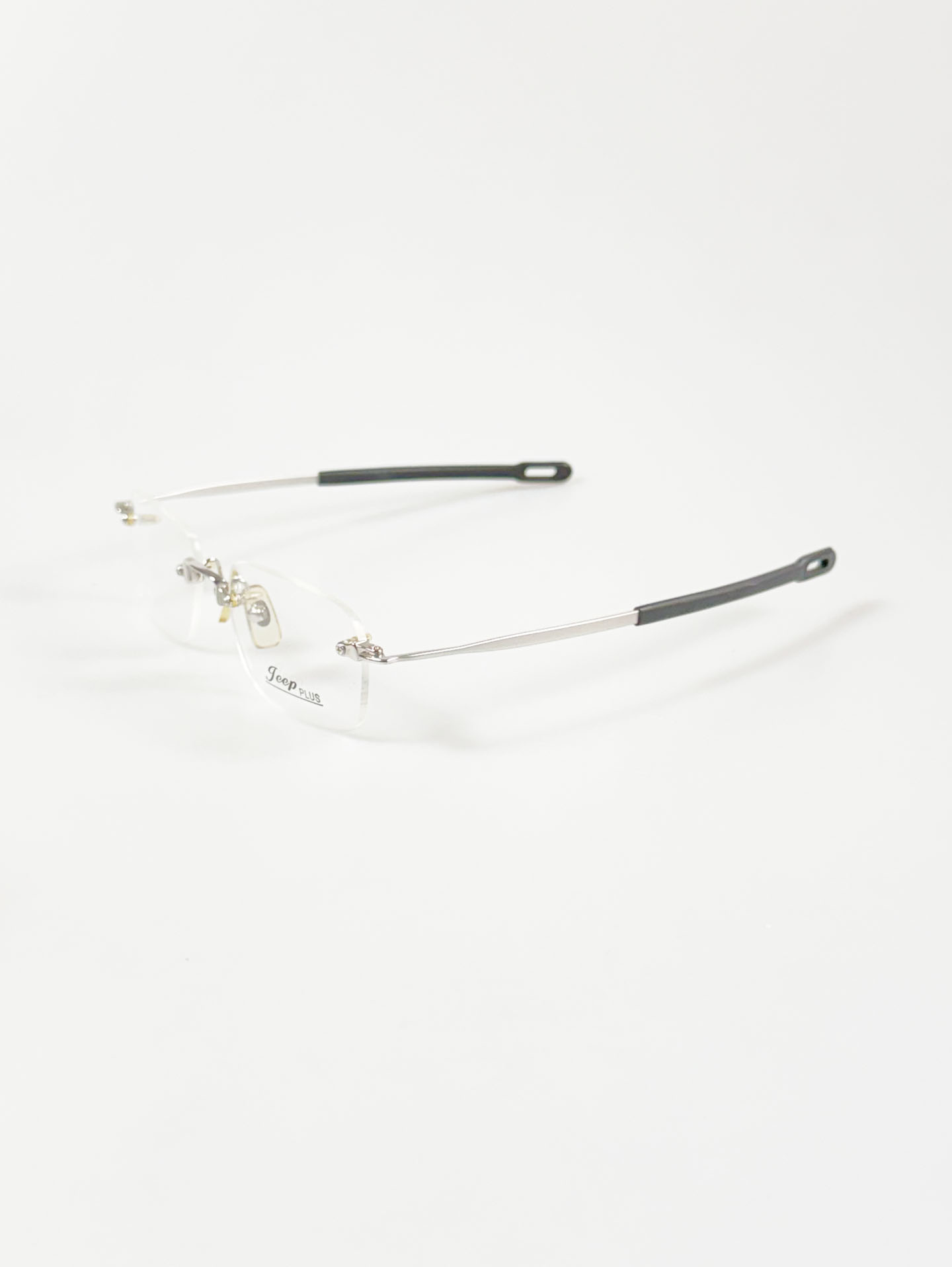 JEEP Silver Rimless Square Metal Frame Glasses