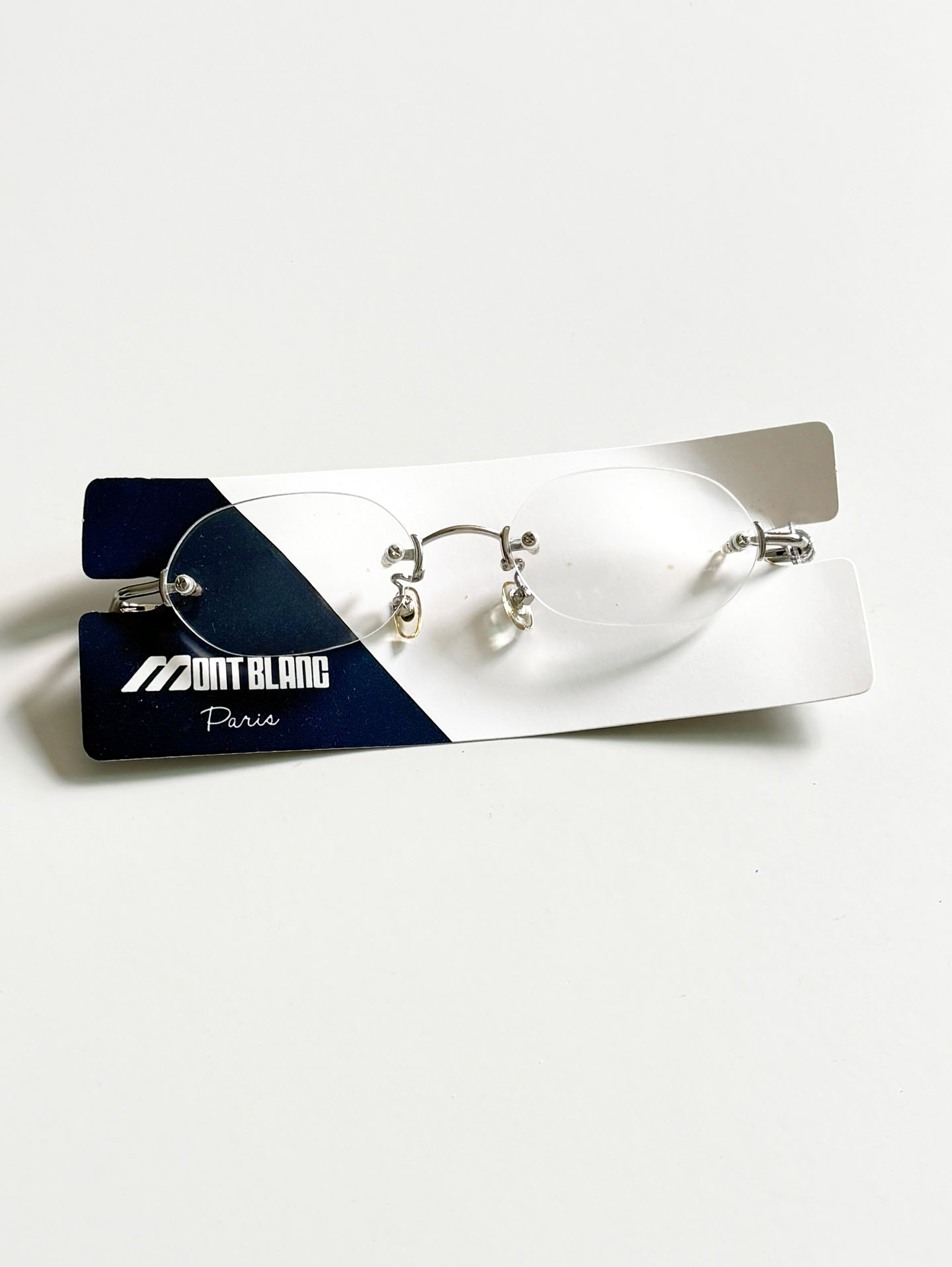 MONT BLANC PARIS Silver Rimless Square Metal Frame Glasses