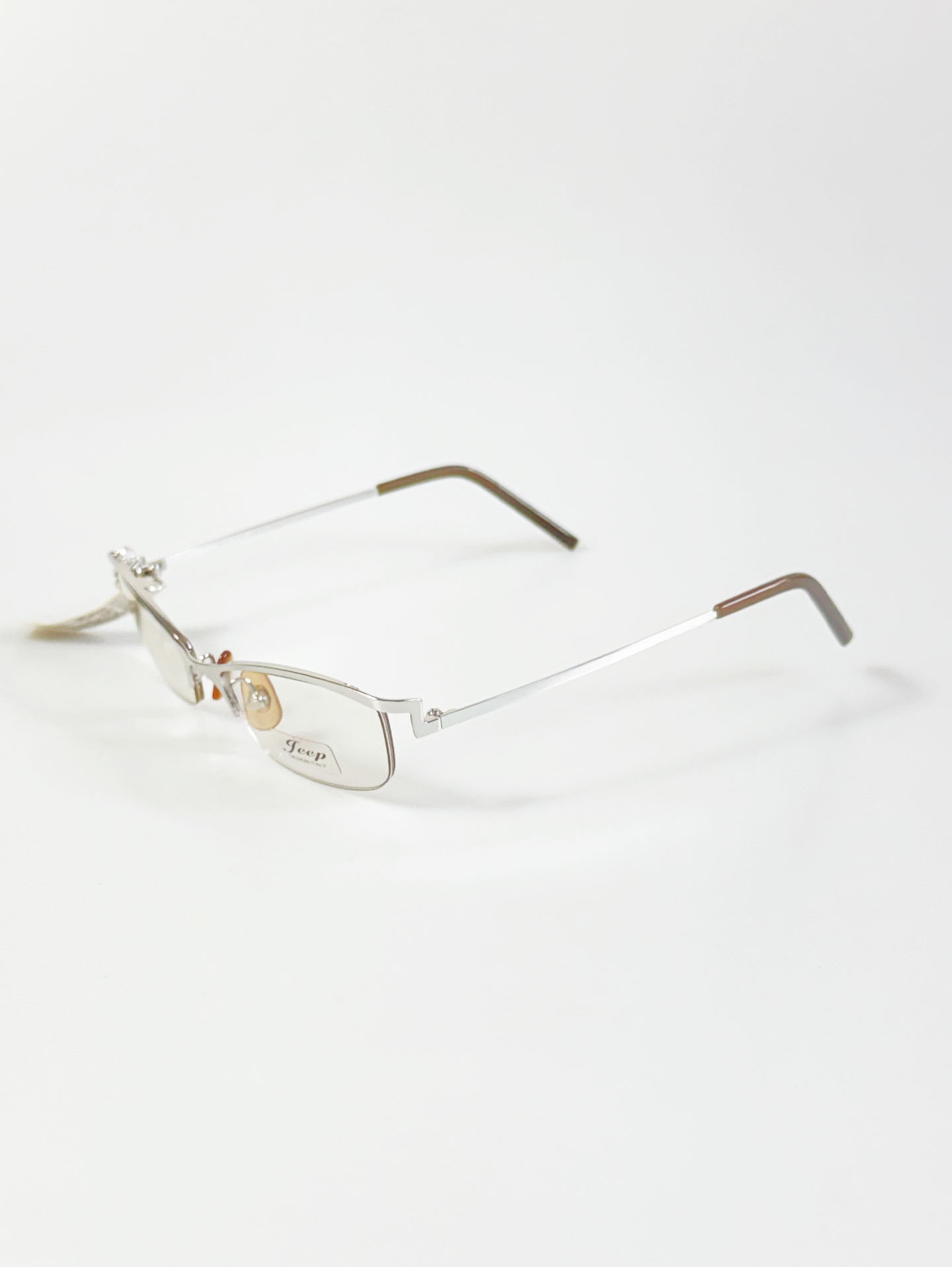 Jeep Silver Square Half-Rim Metal Glasses