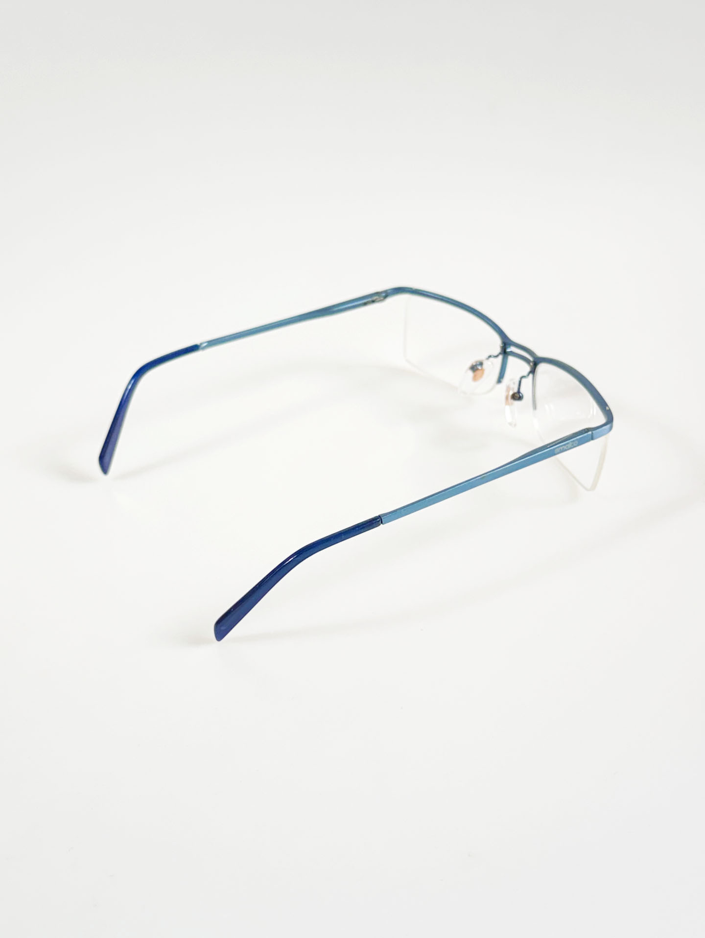 FRANCESCO SMALTO Blue Semi-Rimless Square Metal Glasses