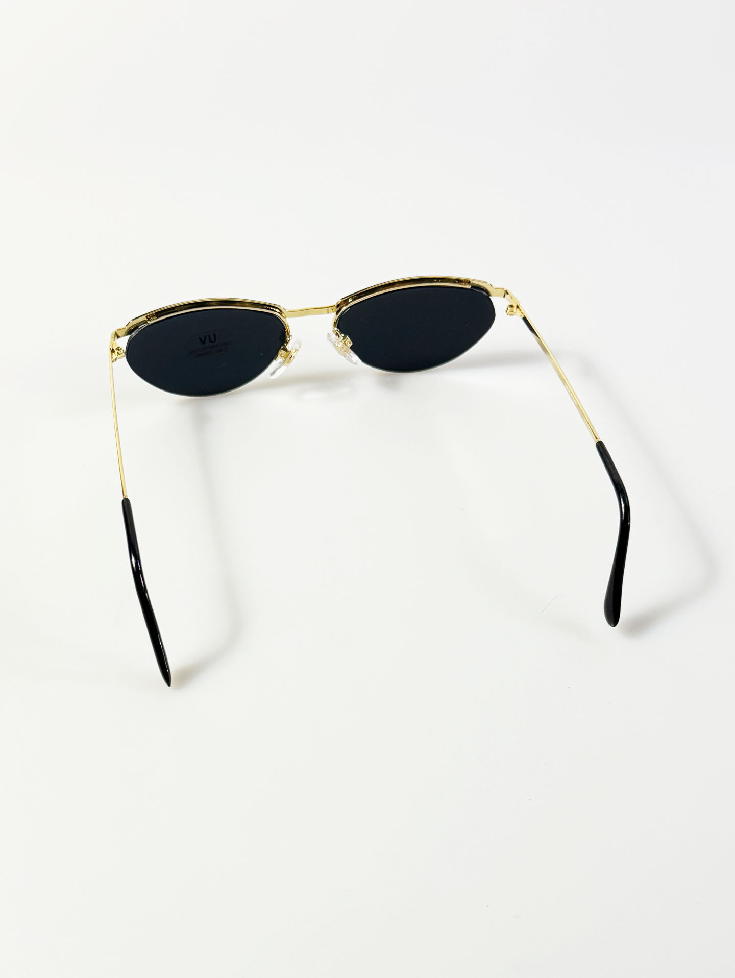 90's Gold Semi-Rimless Oval Metal Sunglasses