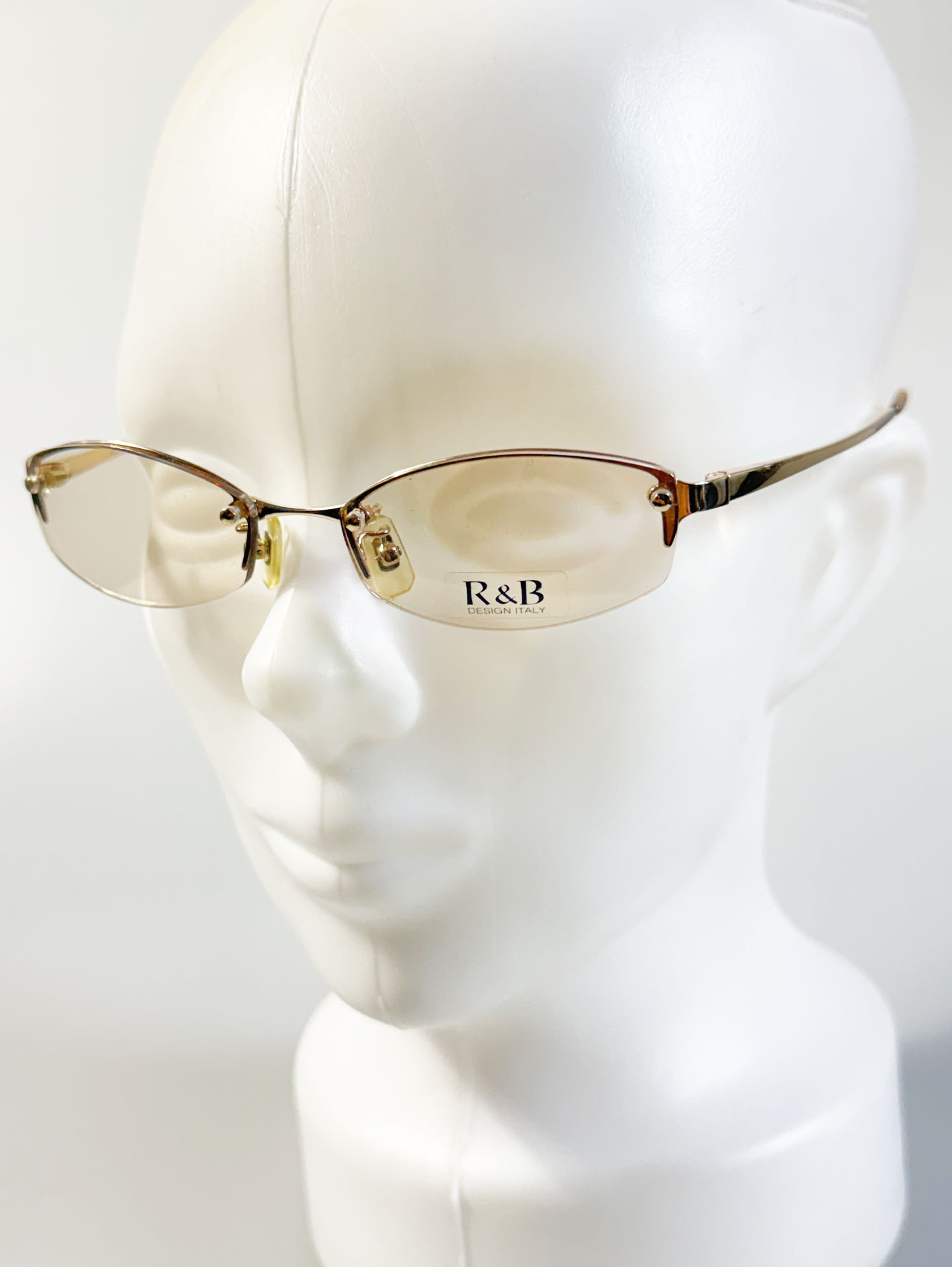 R&B Eyewear Rimless Square Gold Metal Glasses