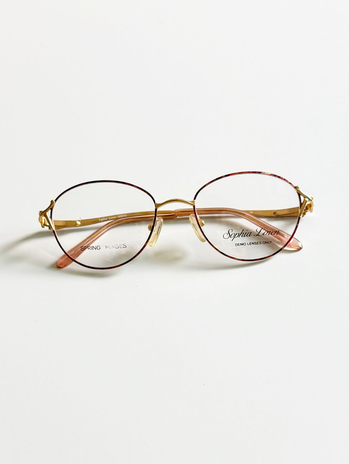 Sophia Loren Gold Slim Oval Metal Frame Glasses