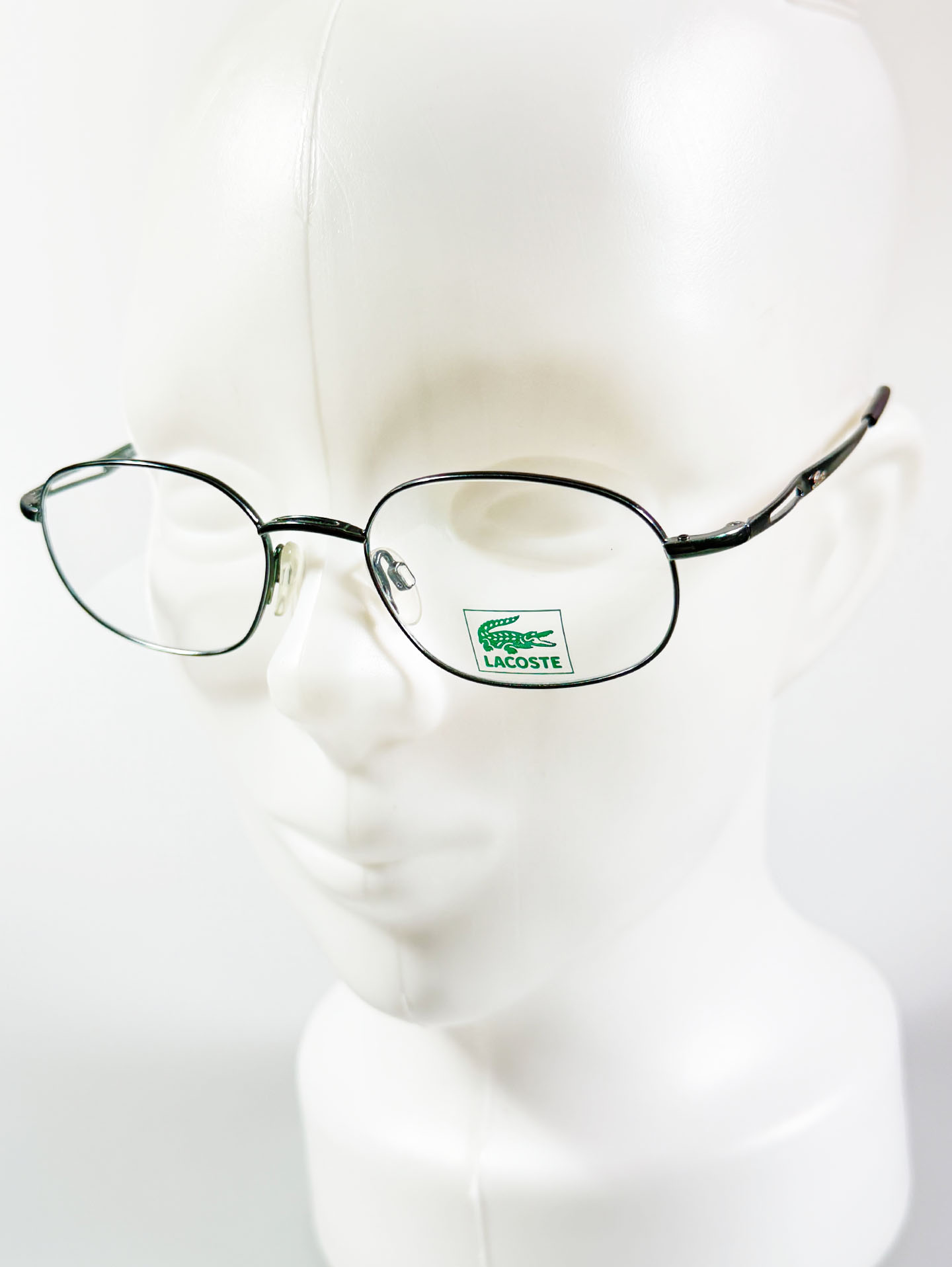 LACOSTE Slim Oval Deep Green Metal Frame Glasses